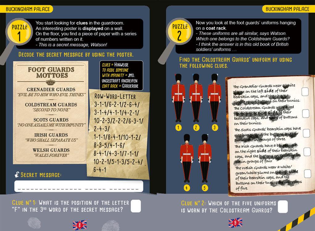 Beispielinhalt (Bild) Sherlock Holmes Escape Book. Spielend Englisch lernen - für Fortgeschrittene Sprachniveau B1