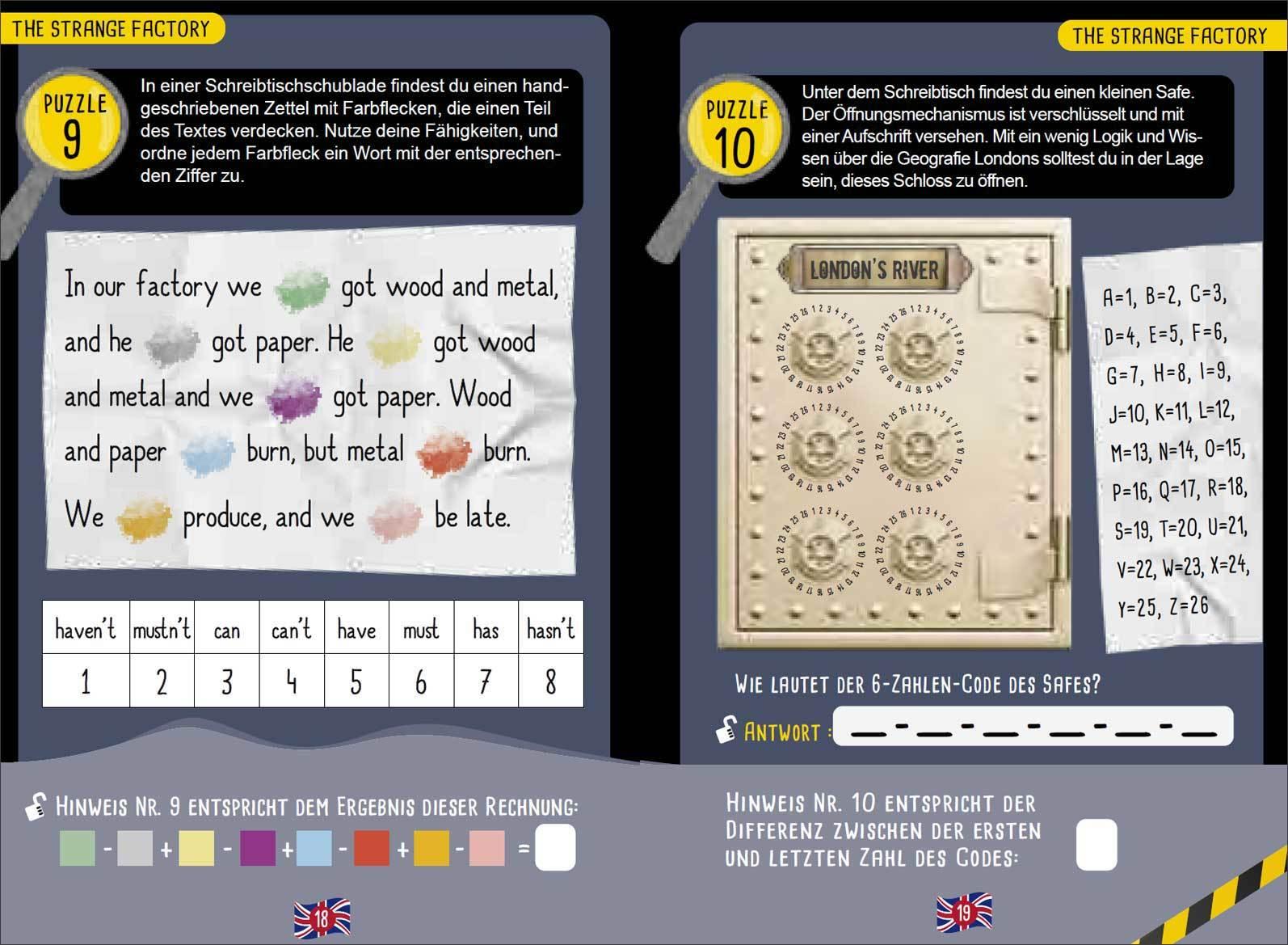 Beispielinhalt (Bild) Sherlock Holmes Escape Book. Spielend Englisch lernen - für Anfänger Sprachniveau A1