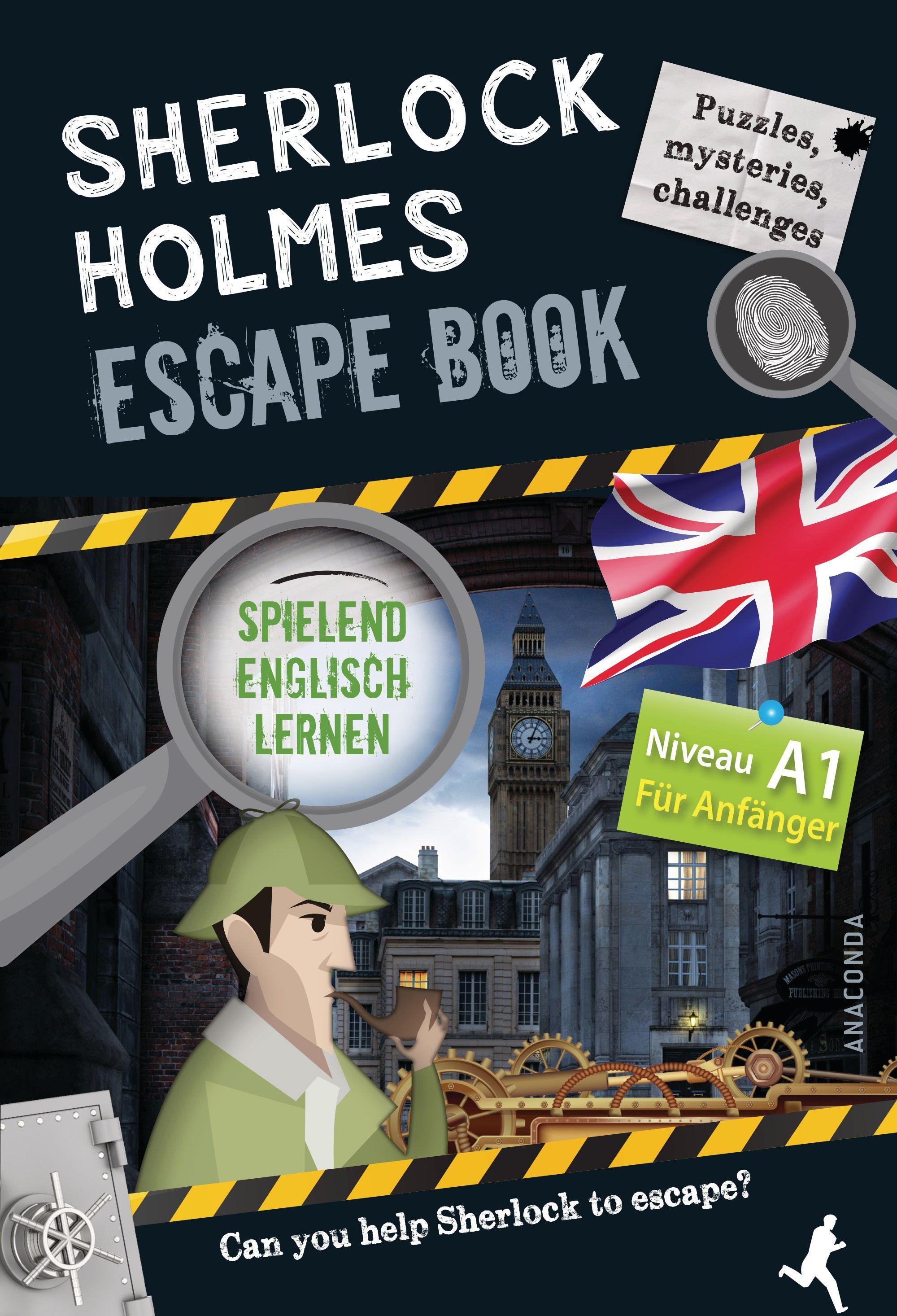 Vorderes Coverbild Sherlock Holmes Escape Book. Spielend Englisch lernen - für Anfänger Sprachniveau A1