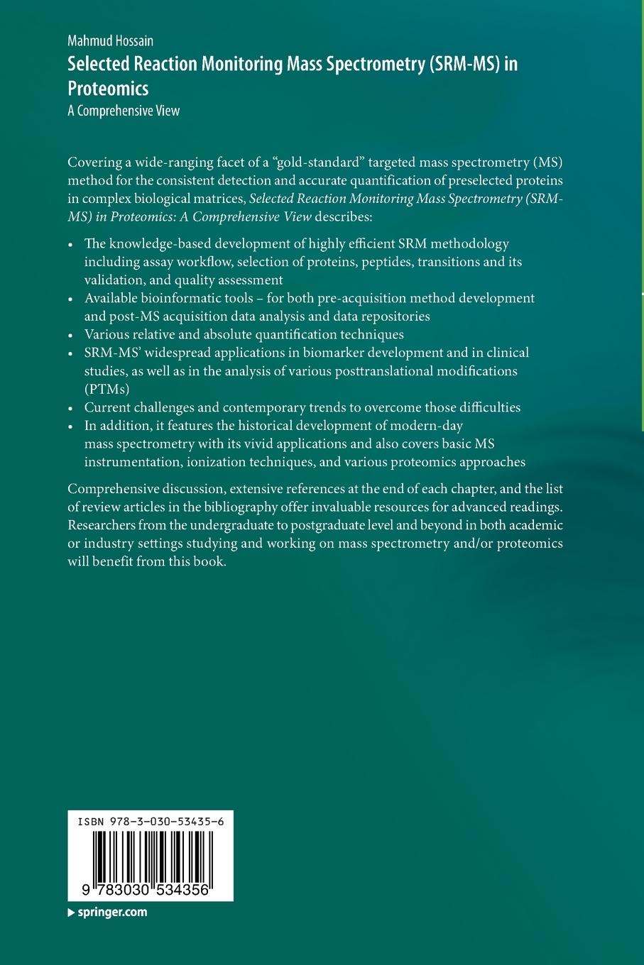 Rückseitencover Selected Reaction Monitoring Mass Spectrometry (SRM-MS)  in Proteomics