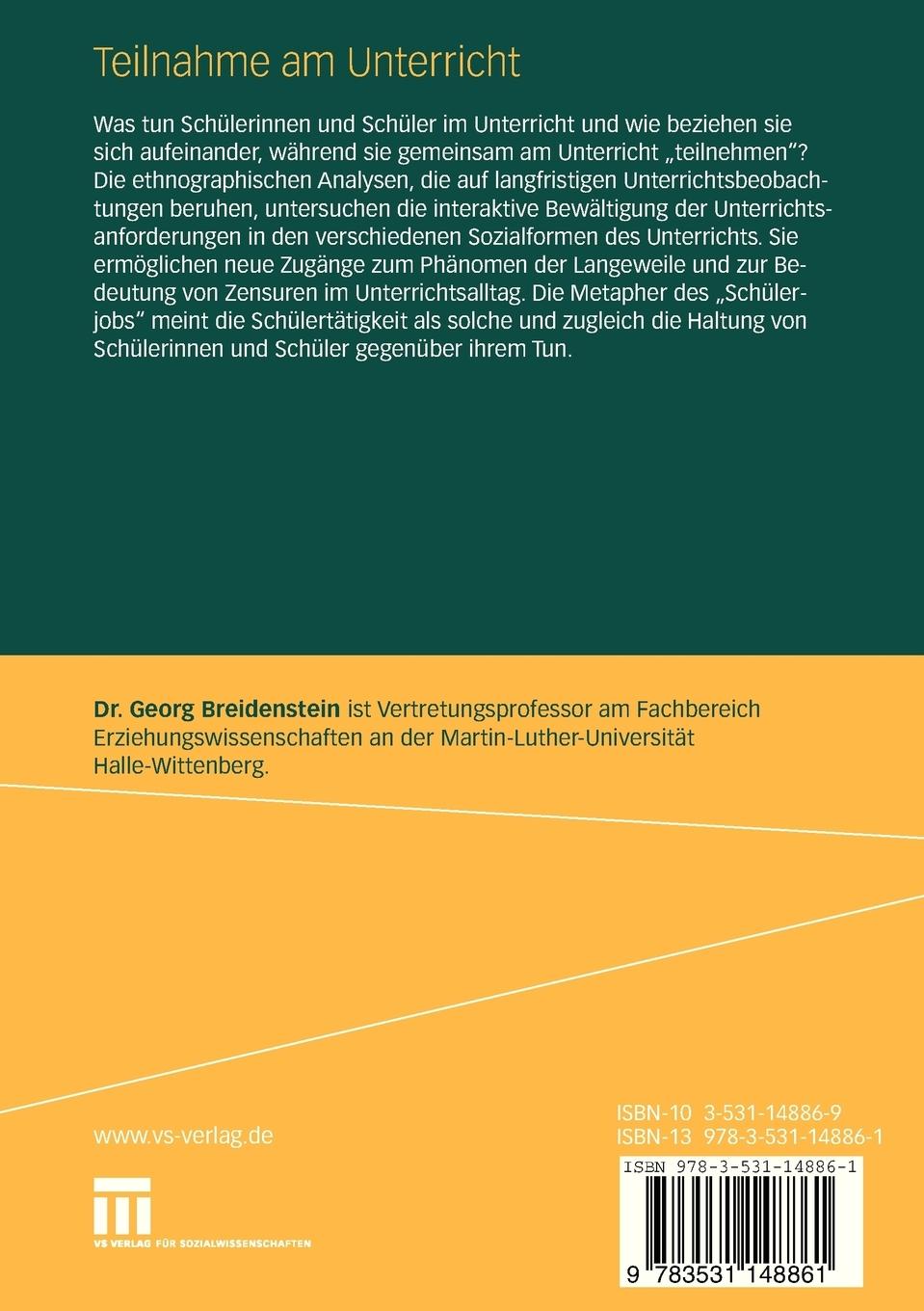Rückseitencover Teilnahme am Unterricht