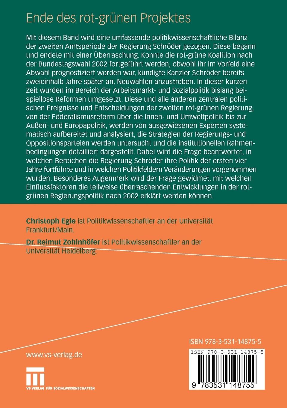 Rückseitencover Ende des rot-grünen Projekts