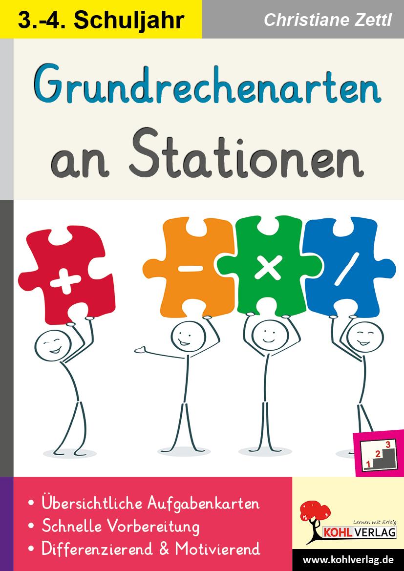 Vorderes Coverbild Grundrechenarten an Stationen / Klasse 3-4