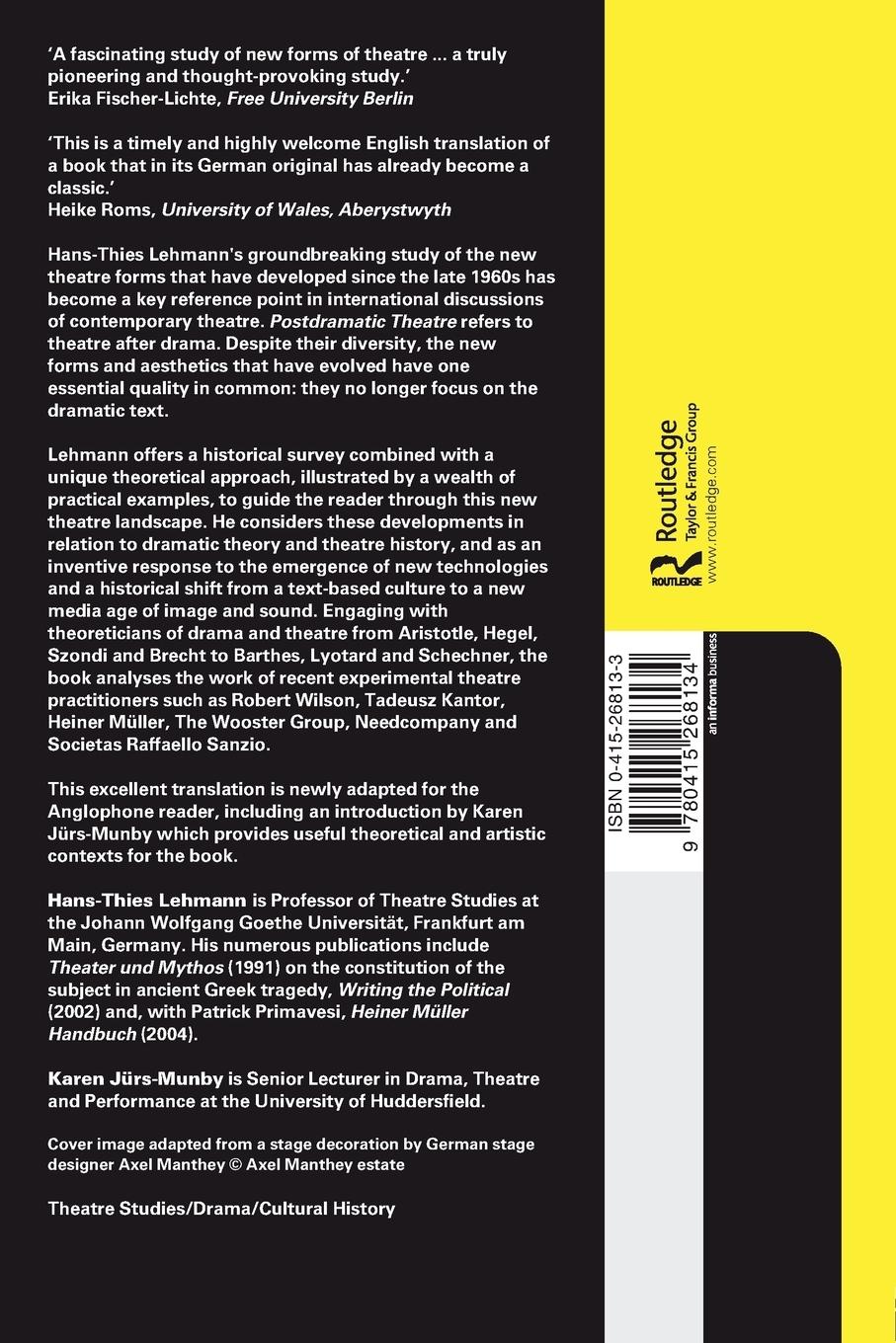 Rückseitencover Postdramatic Theatre