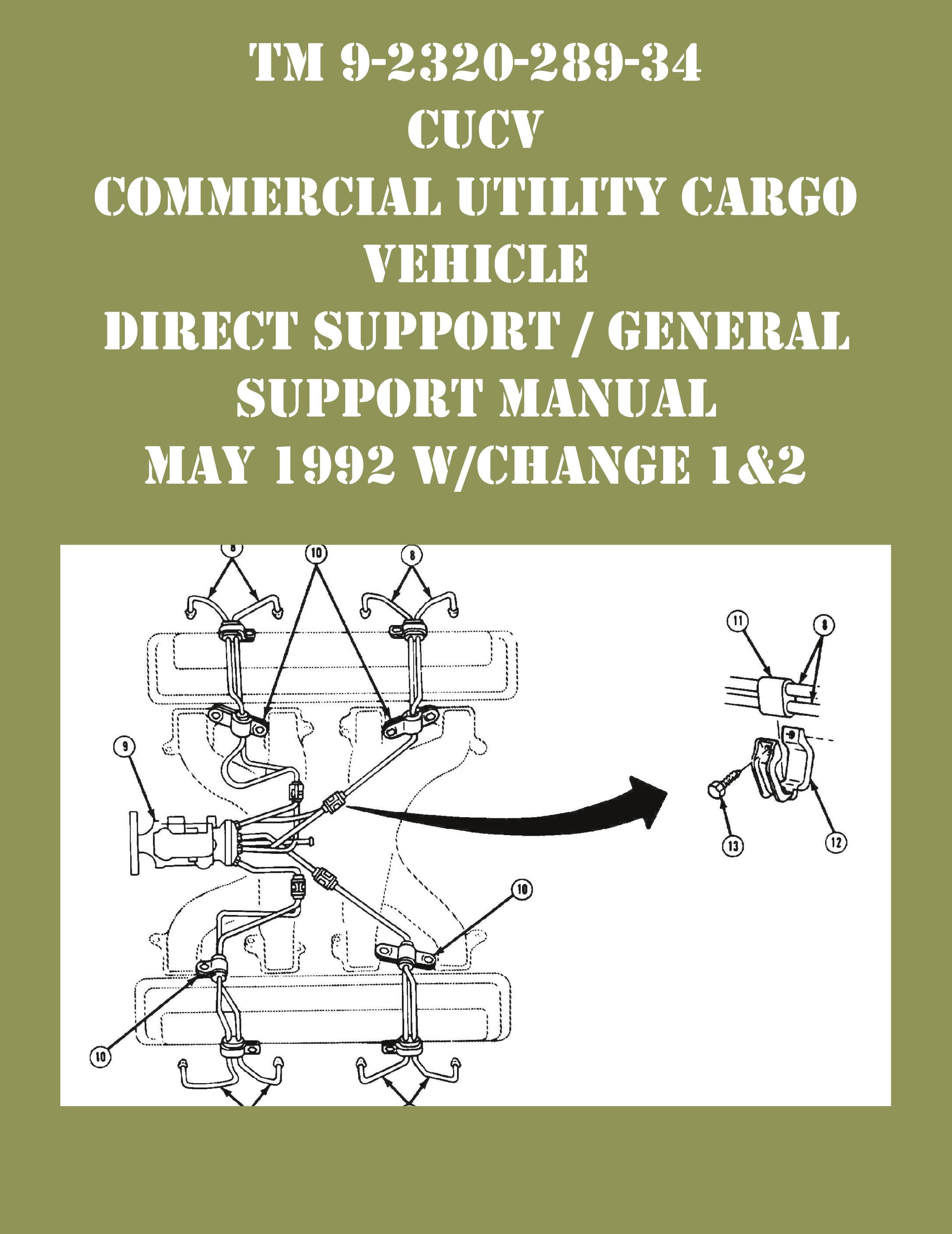 Vorderes Coverbild TM 9-2320-289-34 CUCV Commercial Utility Cargo Vehicle Direct Support / General Support Manual May 1992 w/Change 1&2