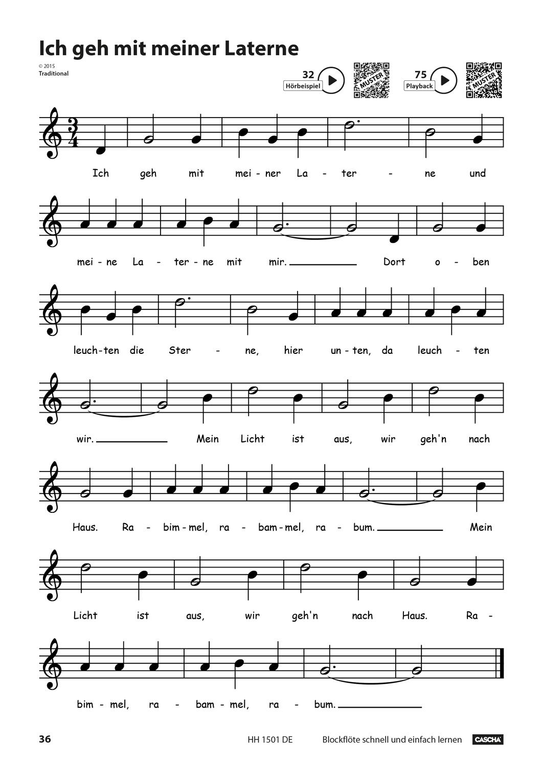 Beispielinhalt (Bild) Blockflöte - Schnell und einfach lernen mit QR-Codes