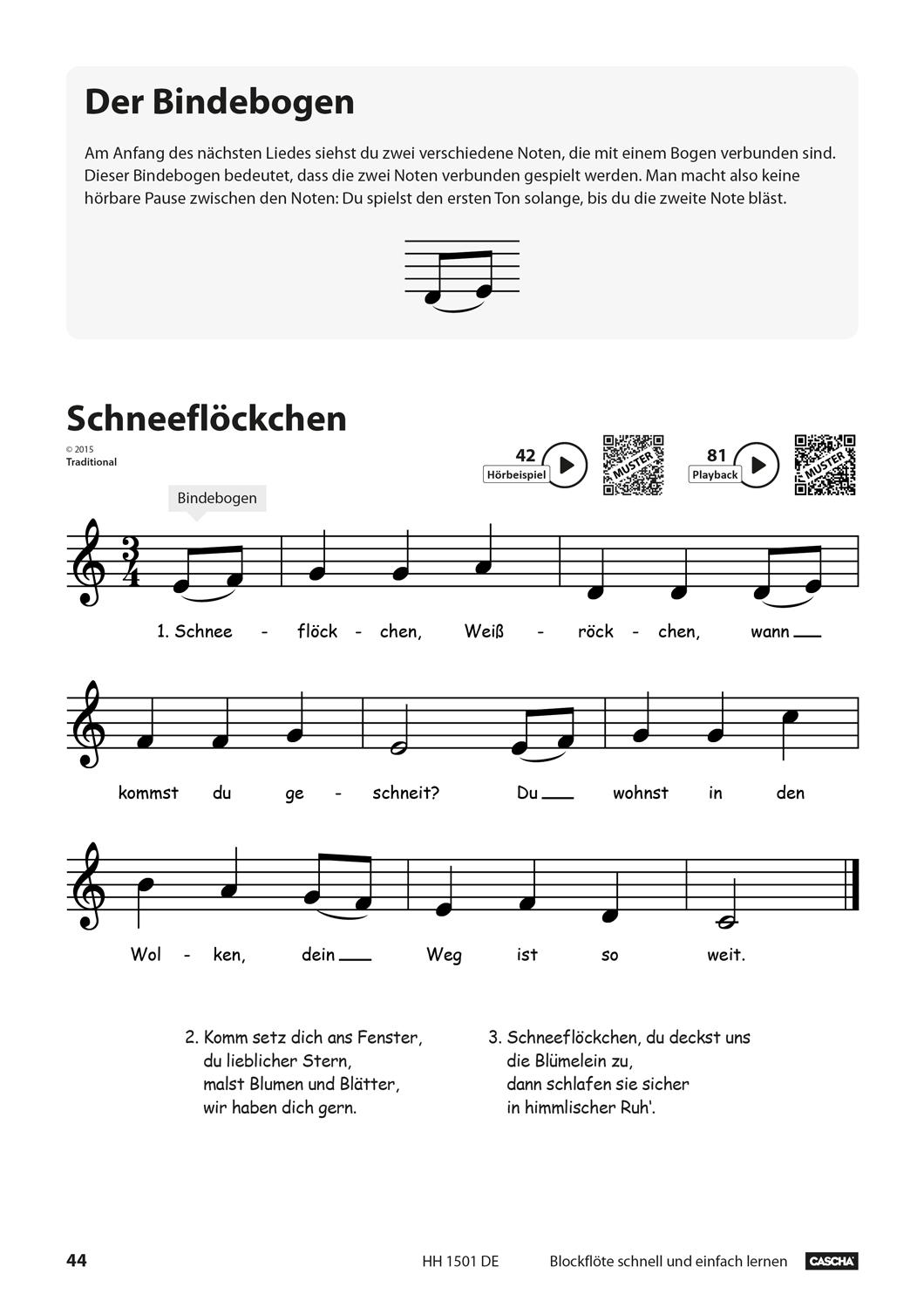 Beispielinhalt (Bild) Blockflöte - Schnell und einfach lernen mit QR-Codes