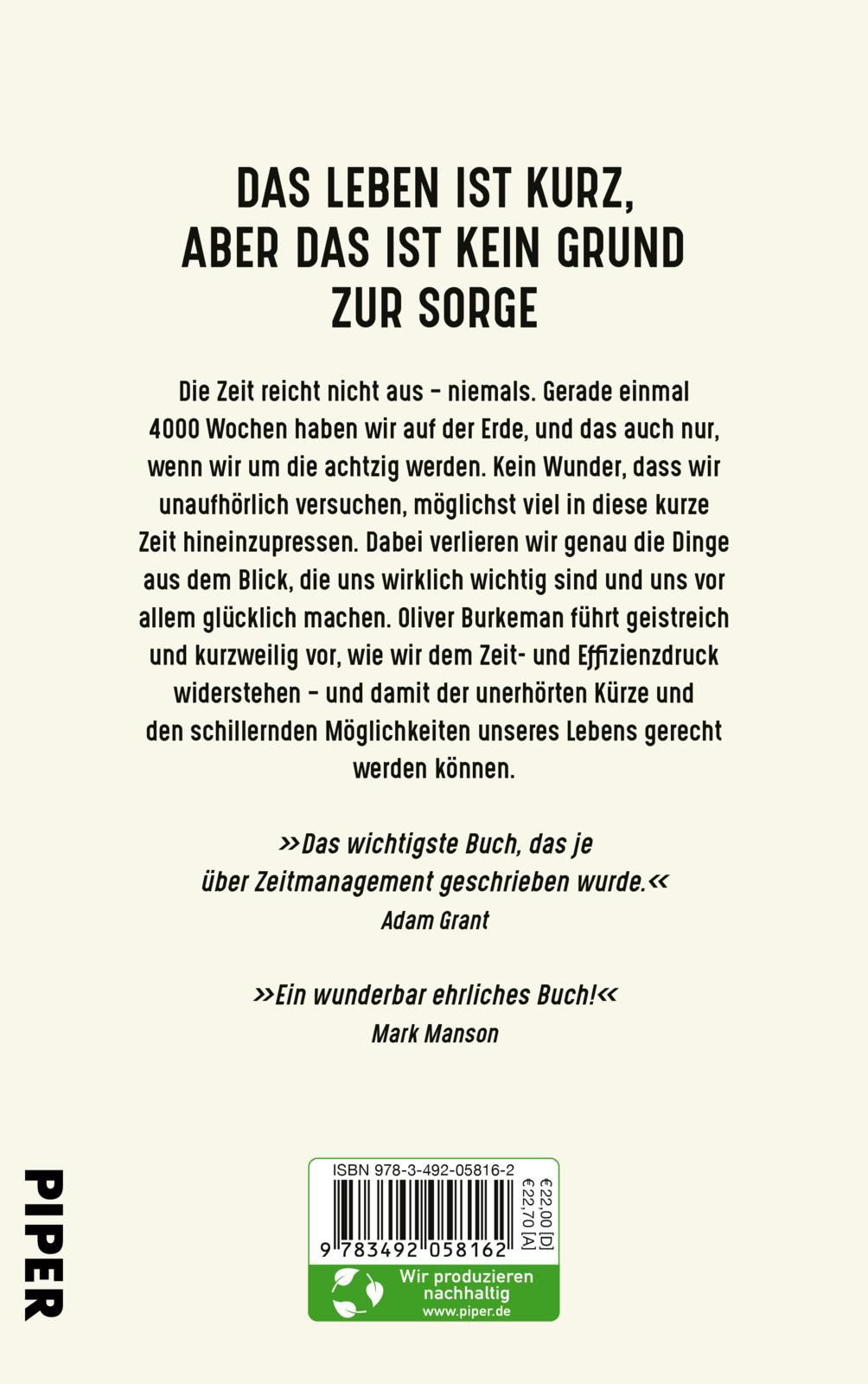 Rückseitencover 4000 Wochen