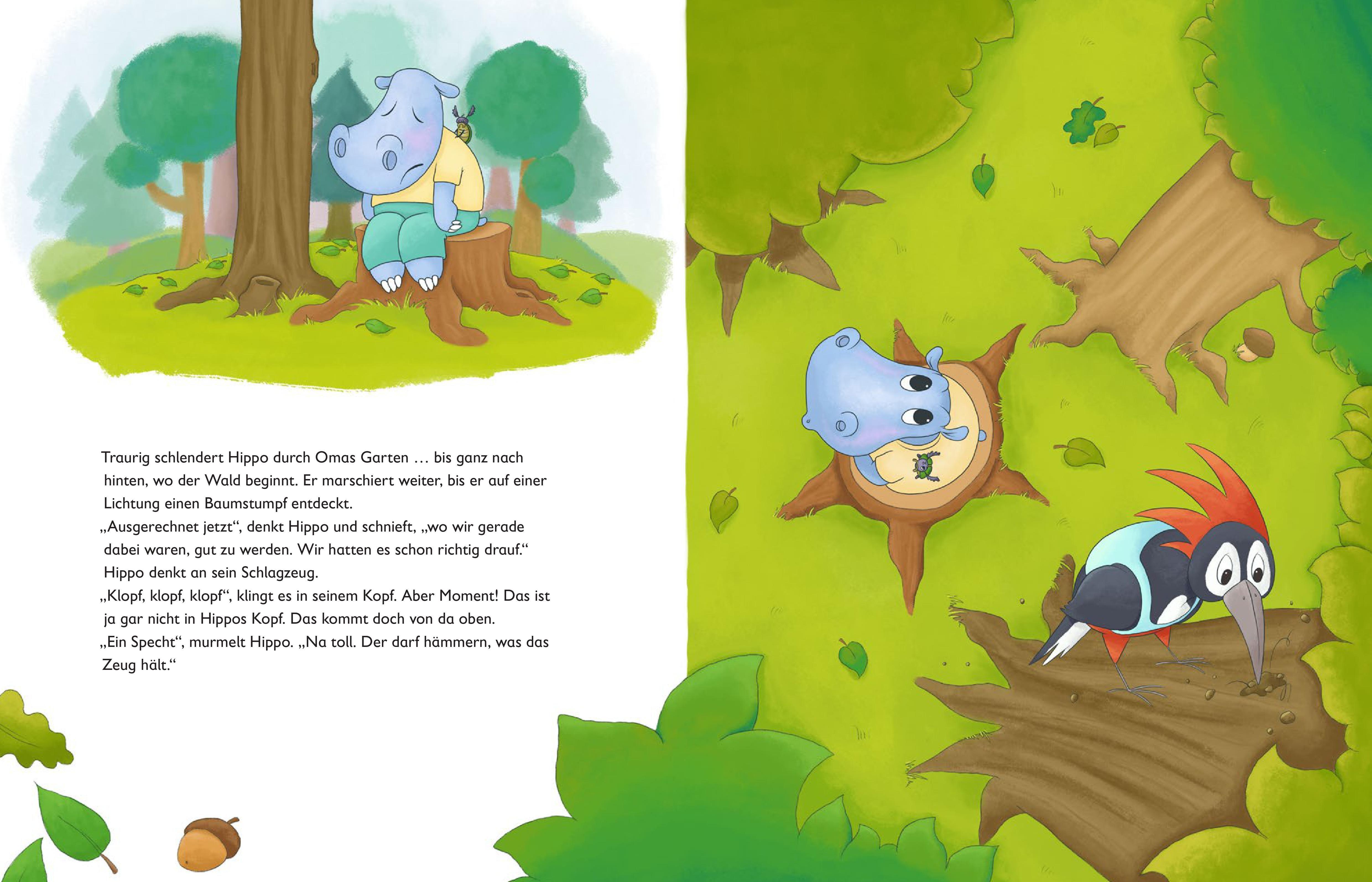 Beispielinhalt (Bild) Hippo baut ein Baumhaus