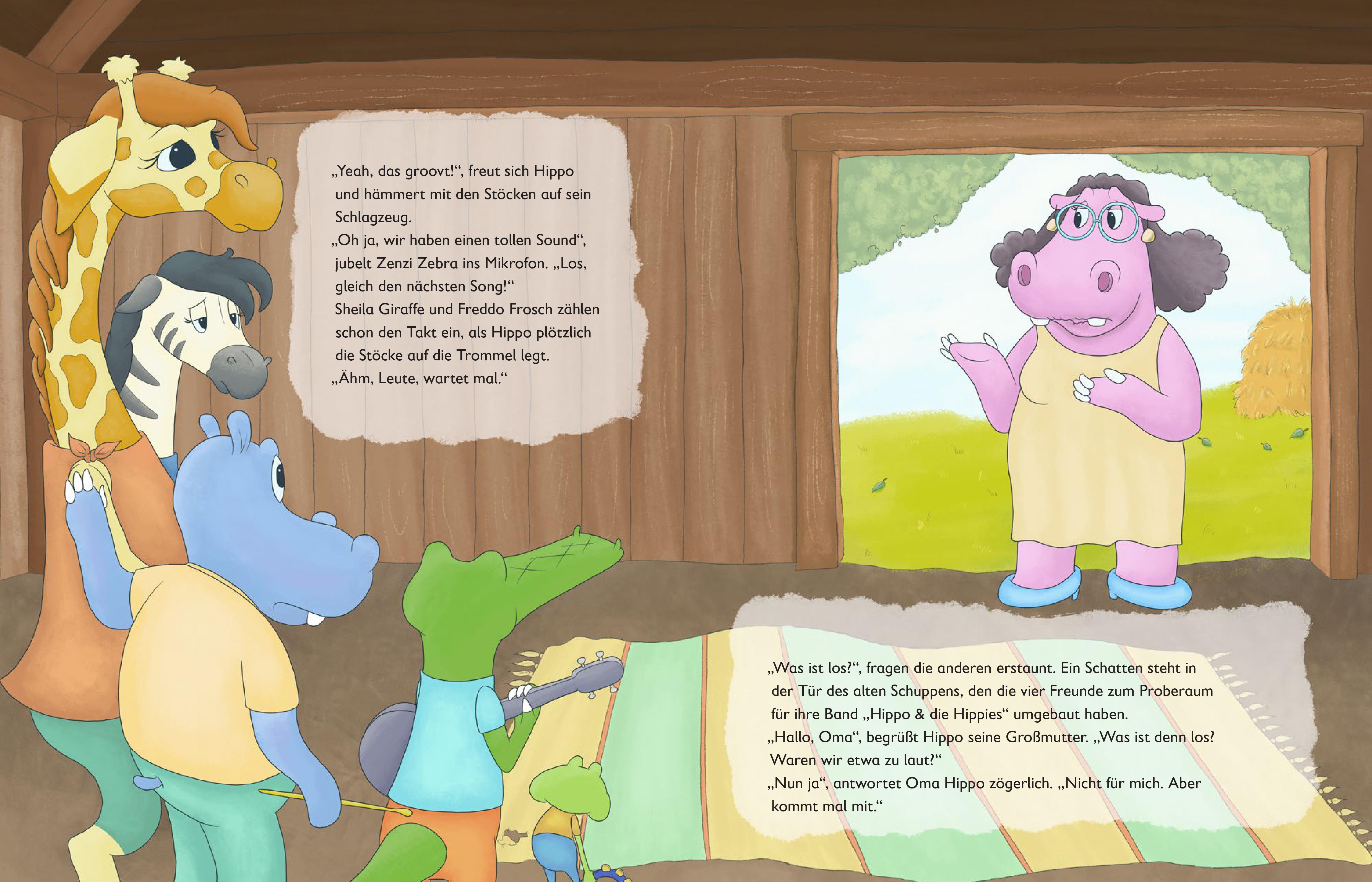 Beispielinhalt (Bild) Hippo baut ein Baumhaus