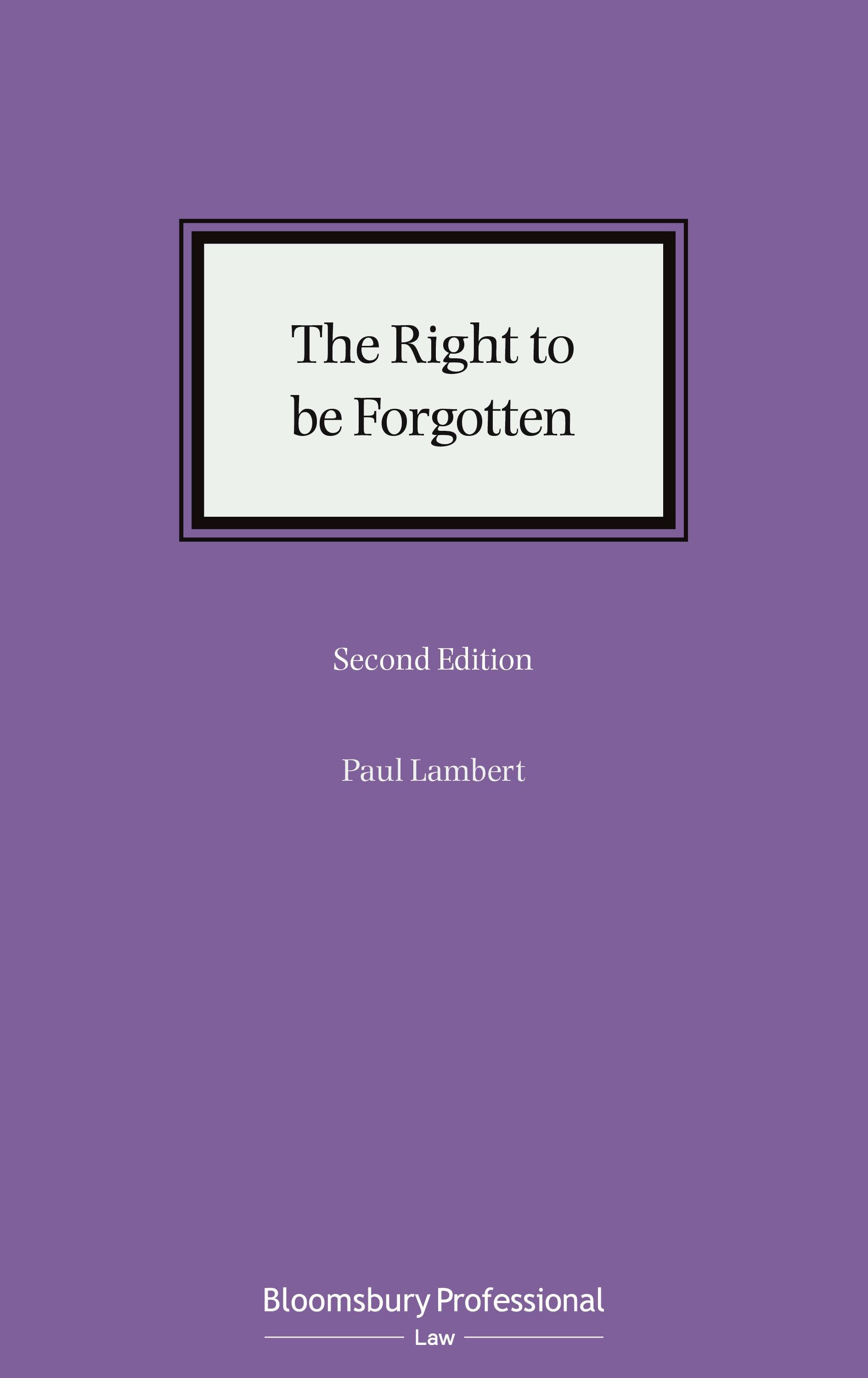Vorderes Coverbild The Right to be Forgotten