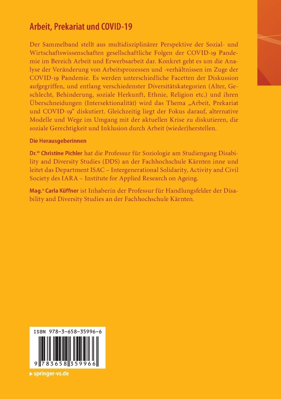 Rückseitencover Arbeit, Prekariat und COVID-19