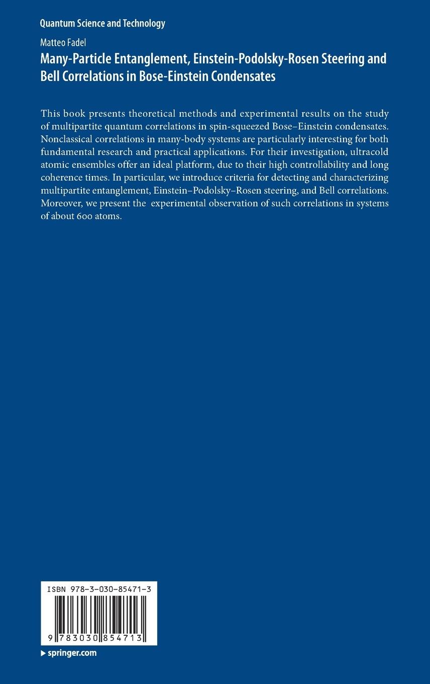Rückseitencover Many-Particle Entanglement, Einstein-Podolsky-Rosen Steering and Bell Correlations in Bose-Einstein Condensates