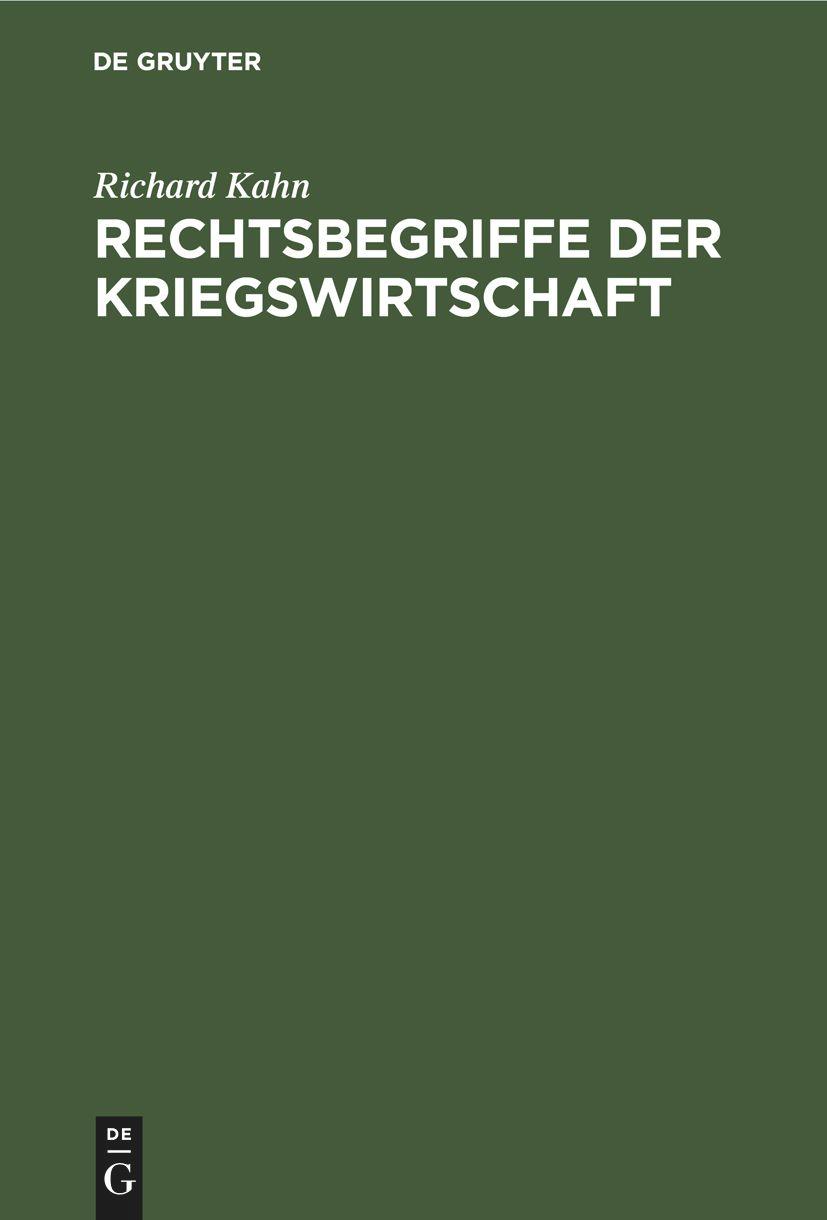 Vorderes Coverbild Rechtsbegriffe der Kriegswirtschaft