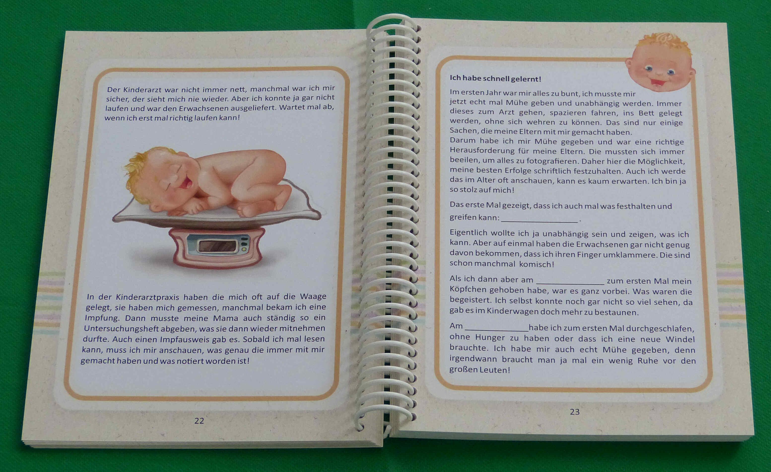 Beispielinhalt (Bild) Babyalbum zu meiner Babyentwicklung