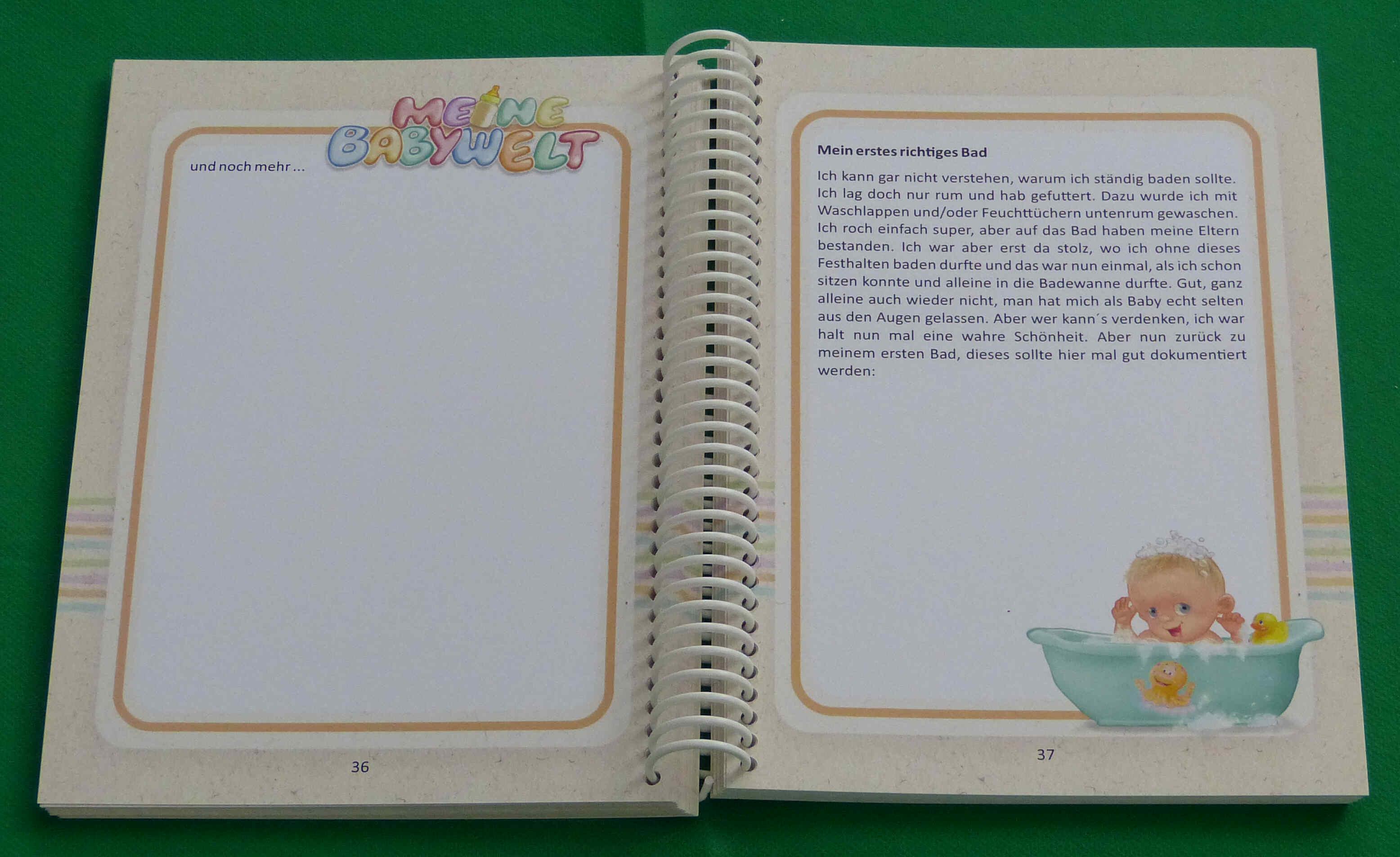 Beispielinhalt (Bild) Babyalbum zu meiner Babyentwicklung