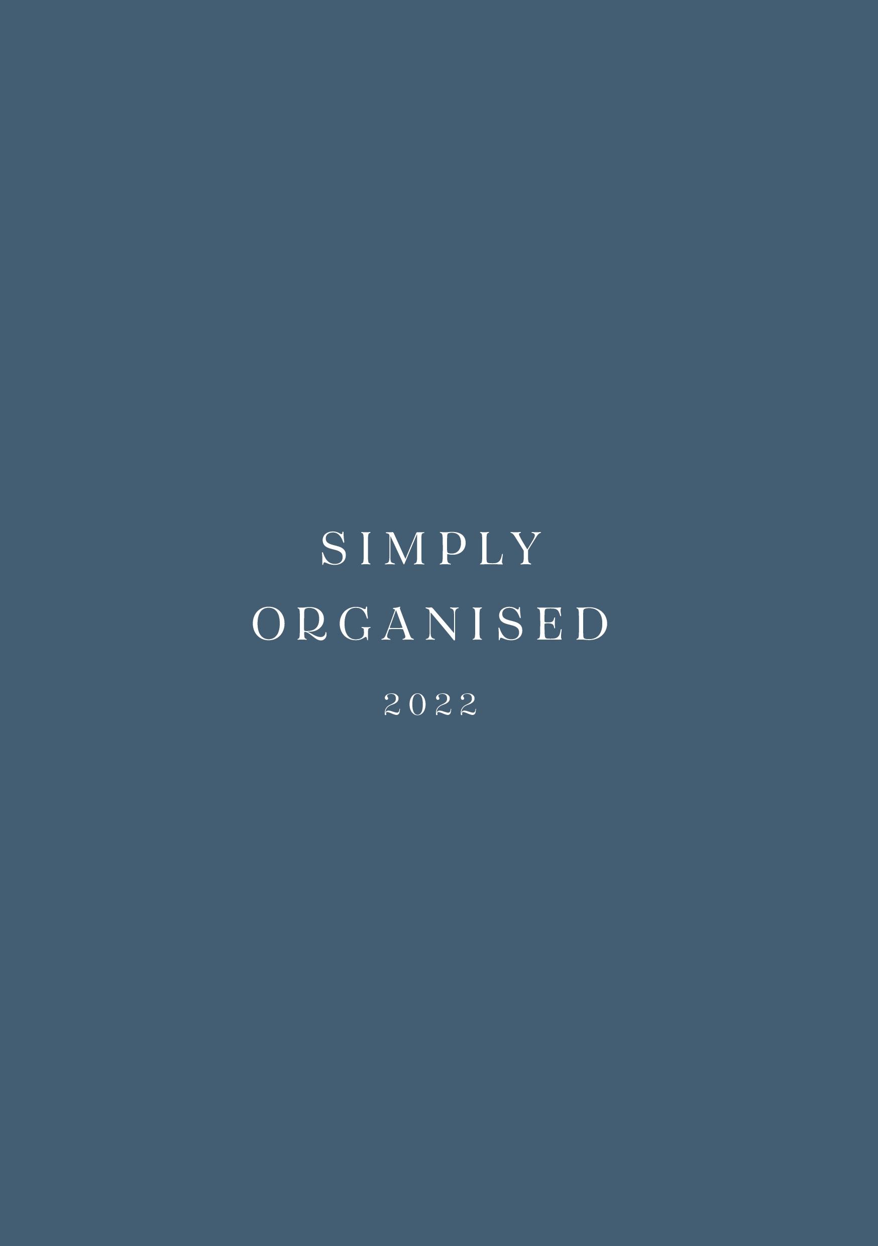 Vorderes Coverbild SIMPLY ORGANISED 2022 - premium blue