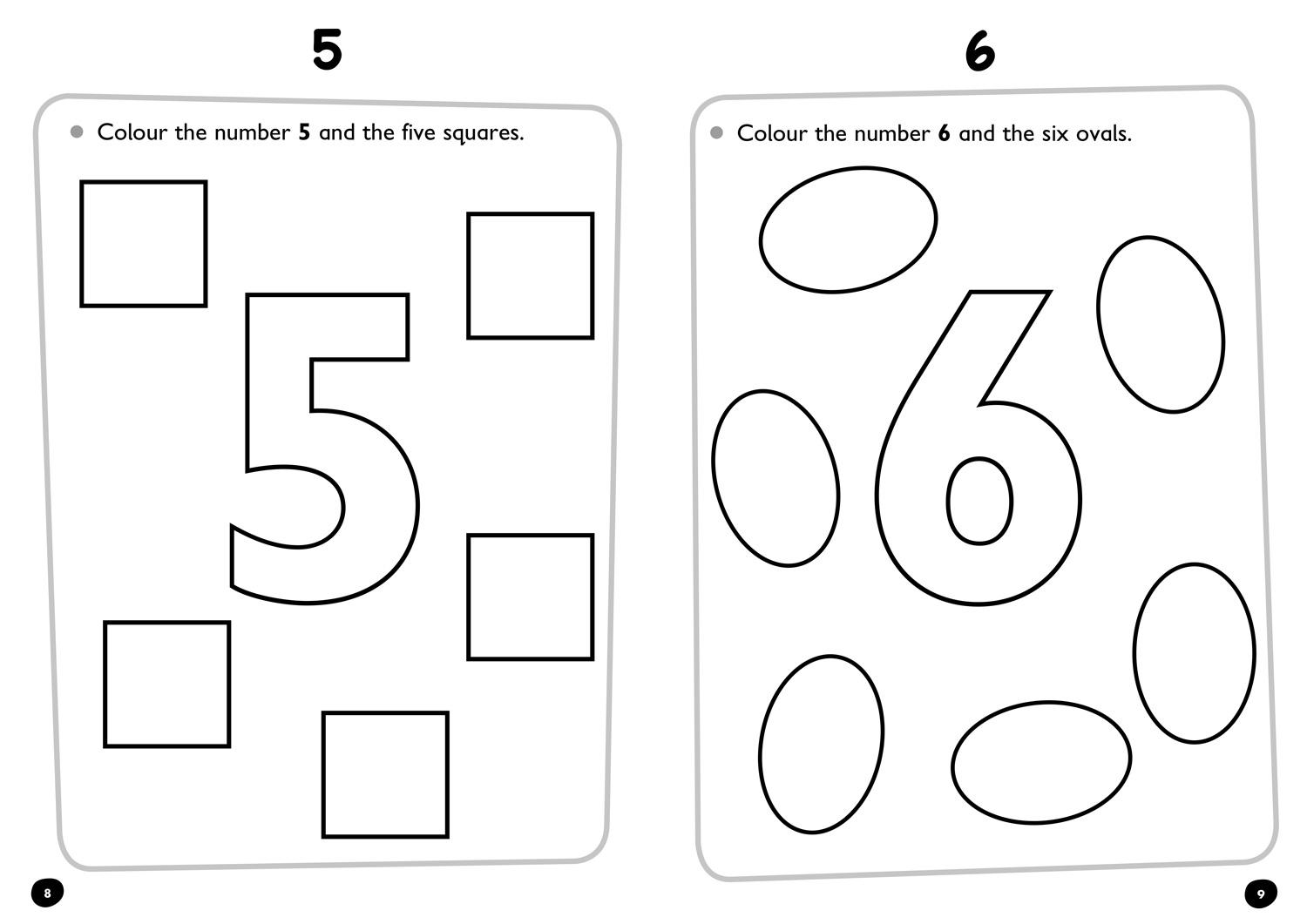 Beispielinhalt (Bild) Colouring Numbers and Shapes Early Years Age 3+