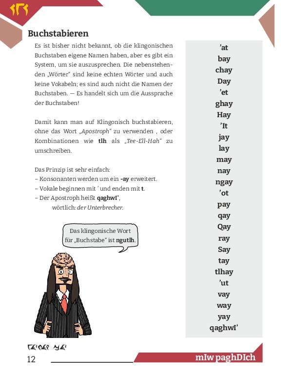 Beispielinhalt (Bild) Arbeitsbuch Klingonisch