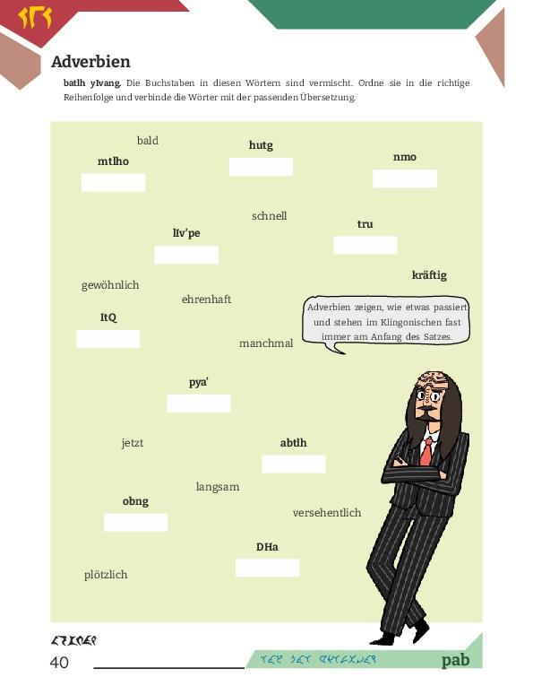 Beispielinhalt (Bild) Arbeitsbuch Klingonisch