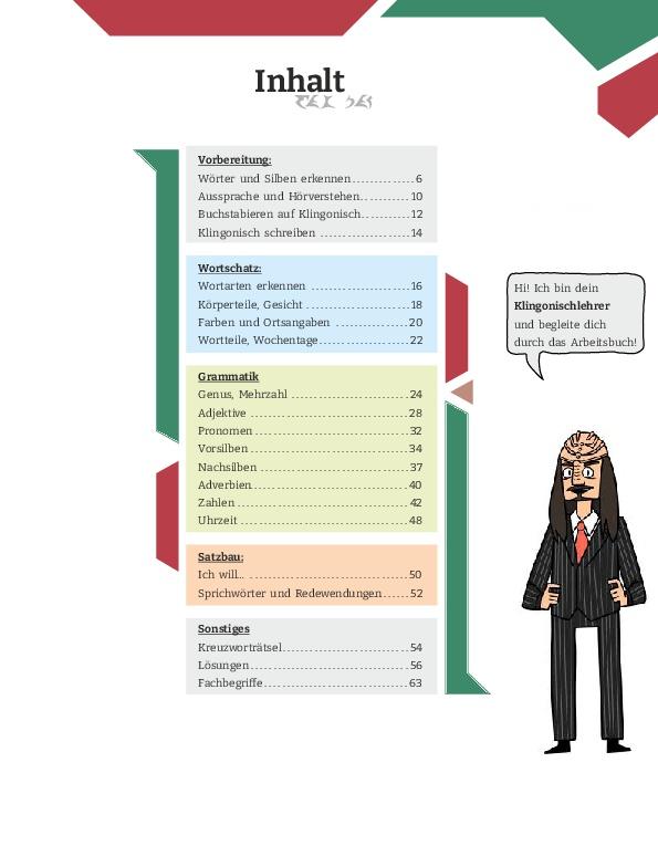 Beispielinhalt (Bild) Arbeitsbuch Klingonisch
