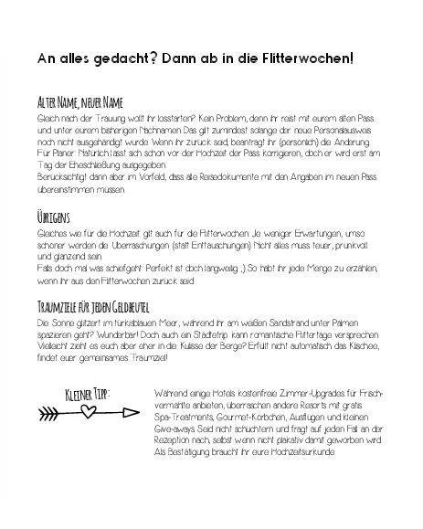 Beispielinhalt (Bild) Die Bucket List für Honeymooner