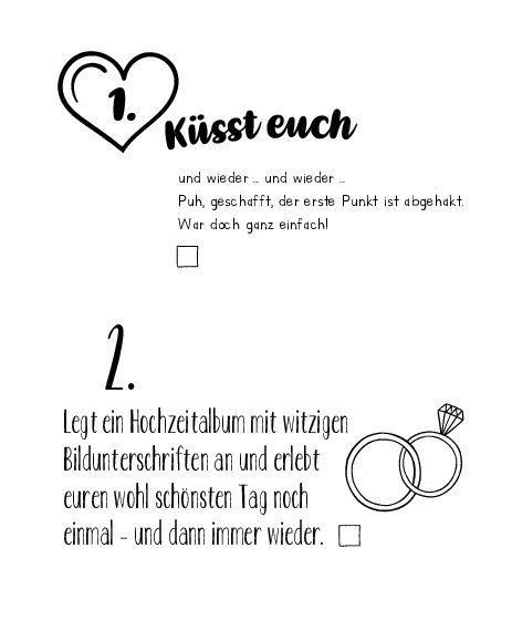 Beispielinhalt (Bild) Die Bucket List für Honeymooner