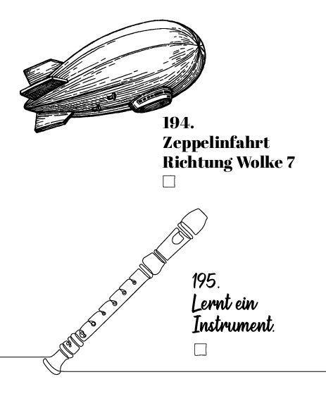 Beispielinhalt (Bild) Die Bucket List für Honeymooner