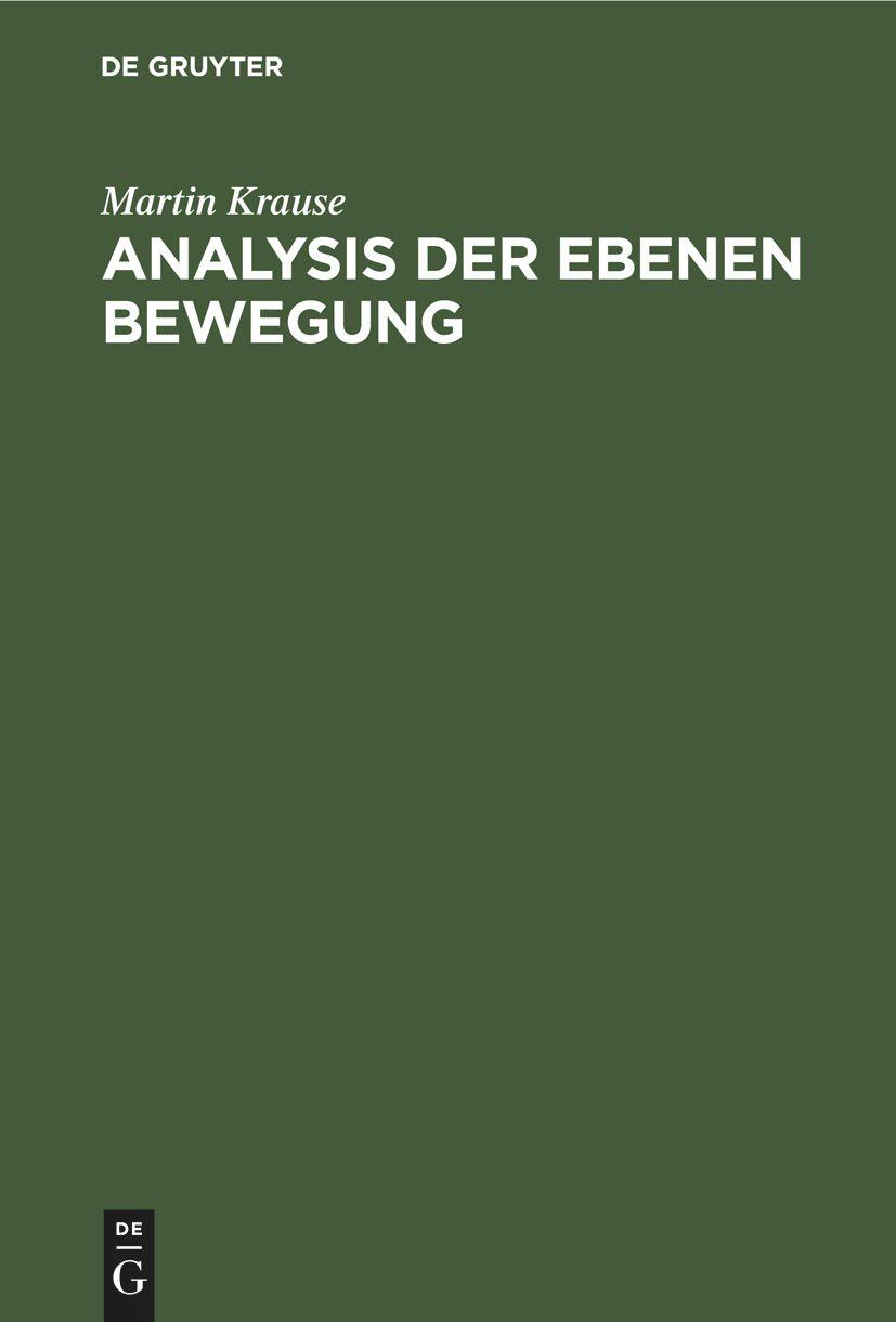 Vorderes Coverbild Analysis der Ebenen Bewegung