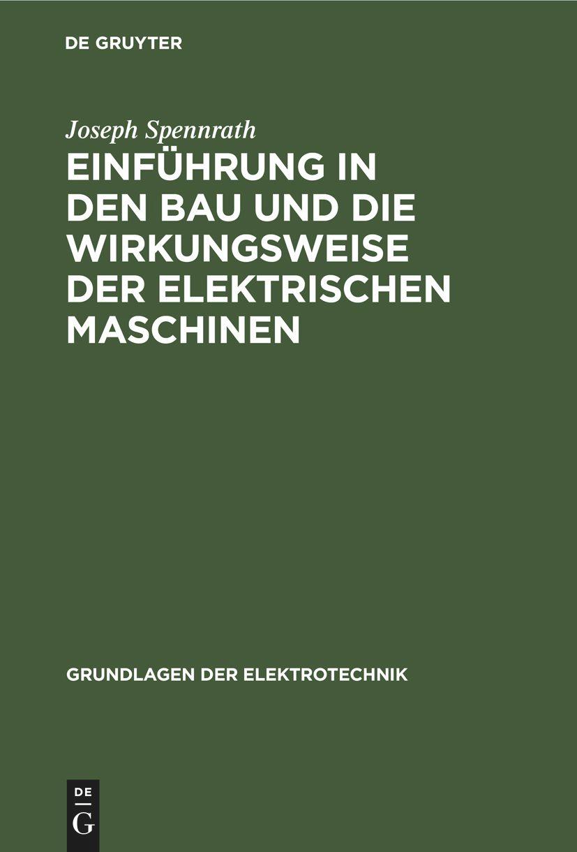Vorderes Coverbild Einführung in den Bau und die Wirkungsweise der elektrischen Maschinen