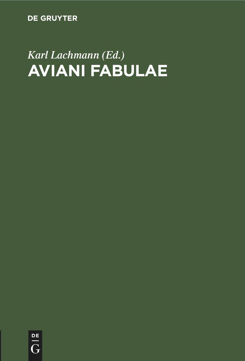 Vorderes Coverbild Aviani Fabulae
