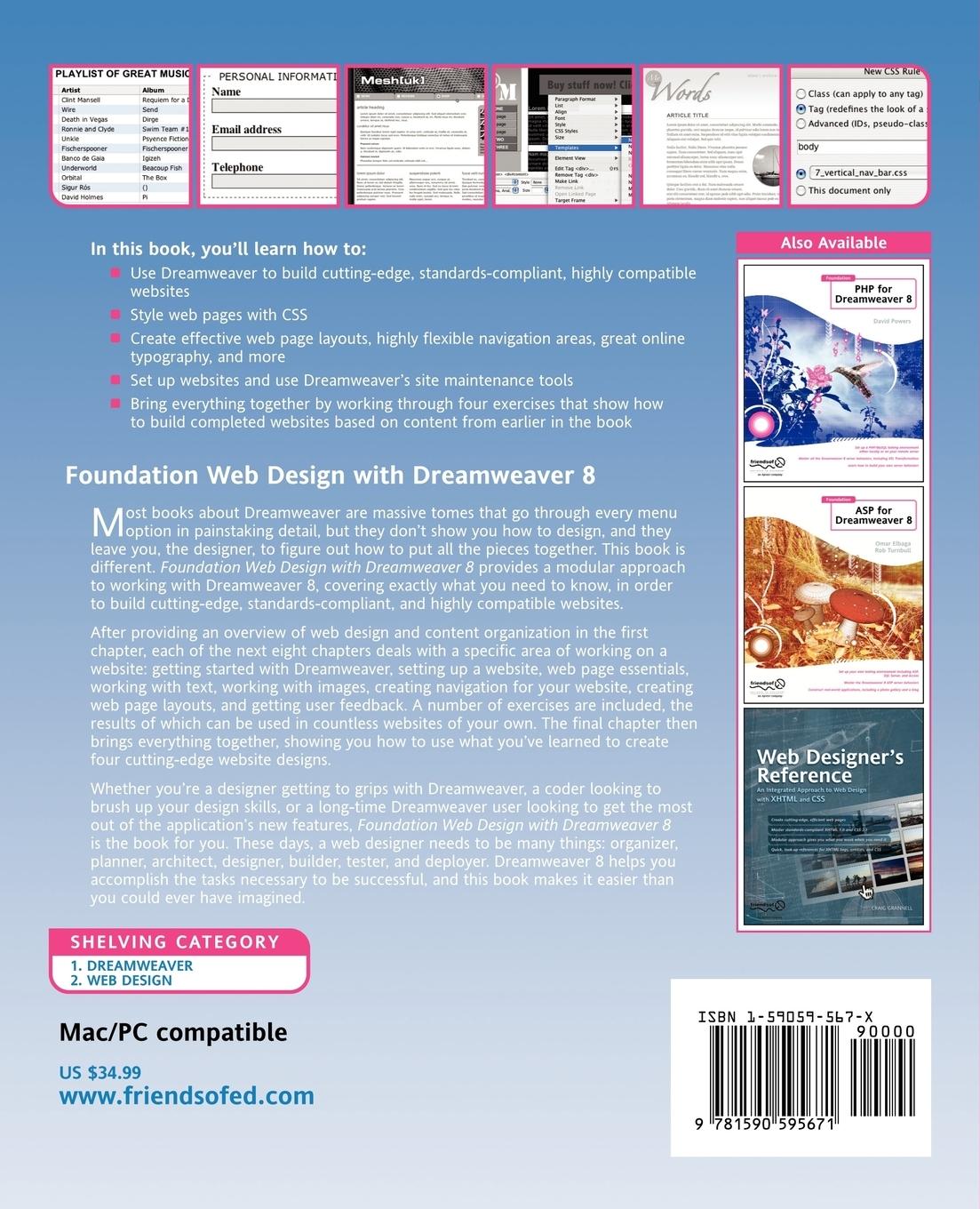 Rückseitencover Foundation Web Design with Dreamweaver 8