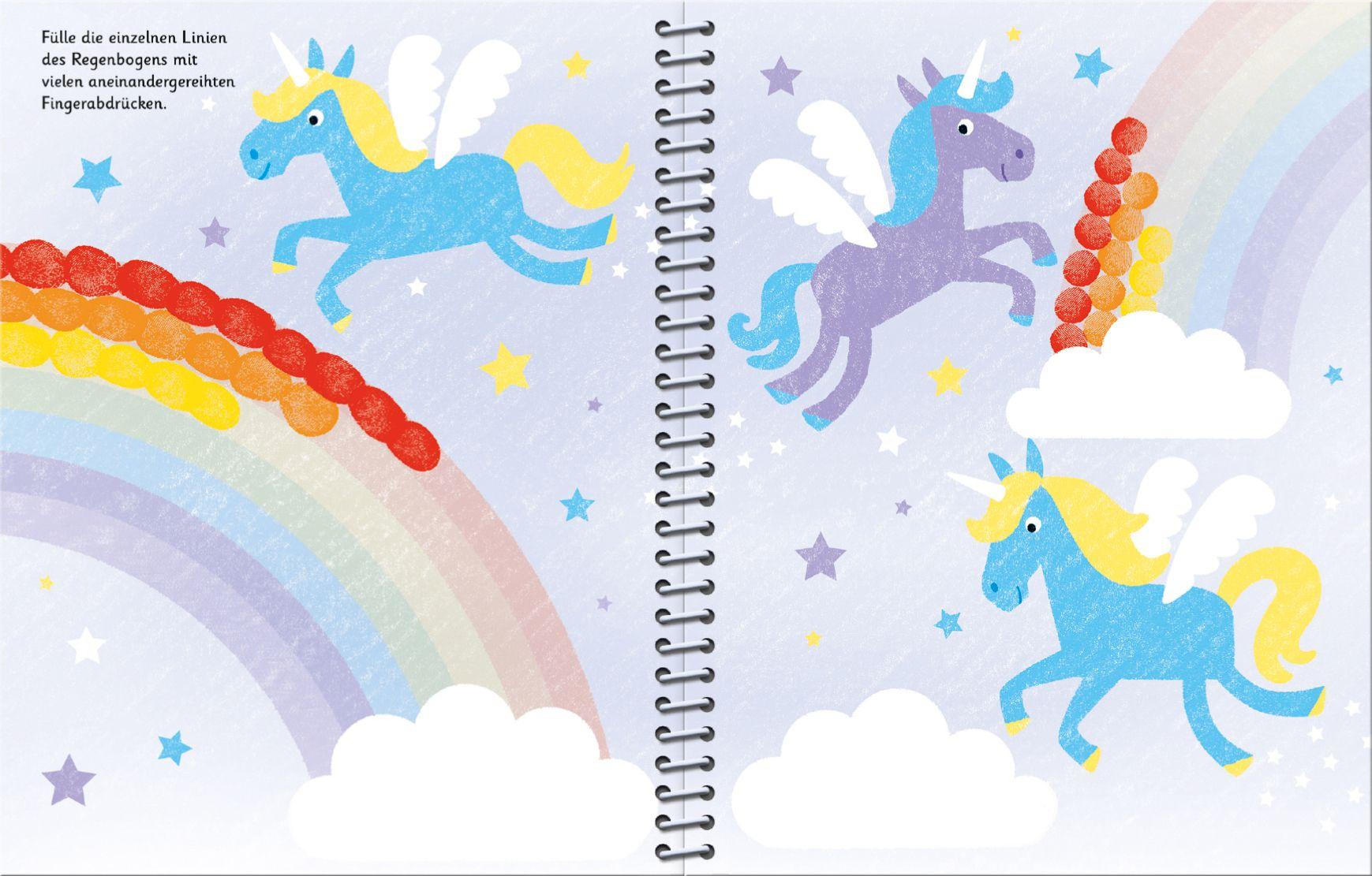 Beispielinhalt (Bild) Fingerstempeln: Einhörner und Feen