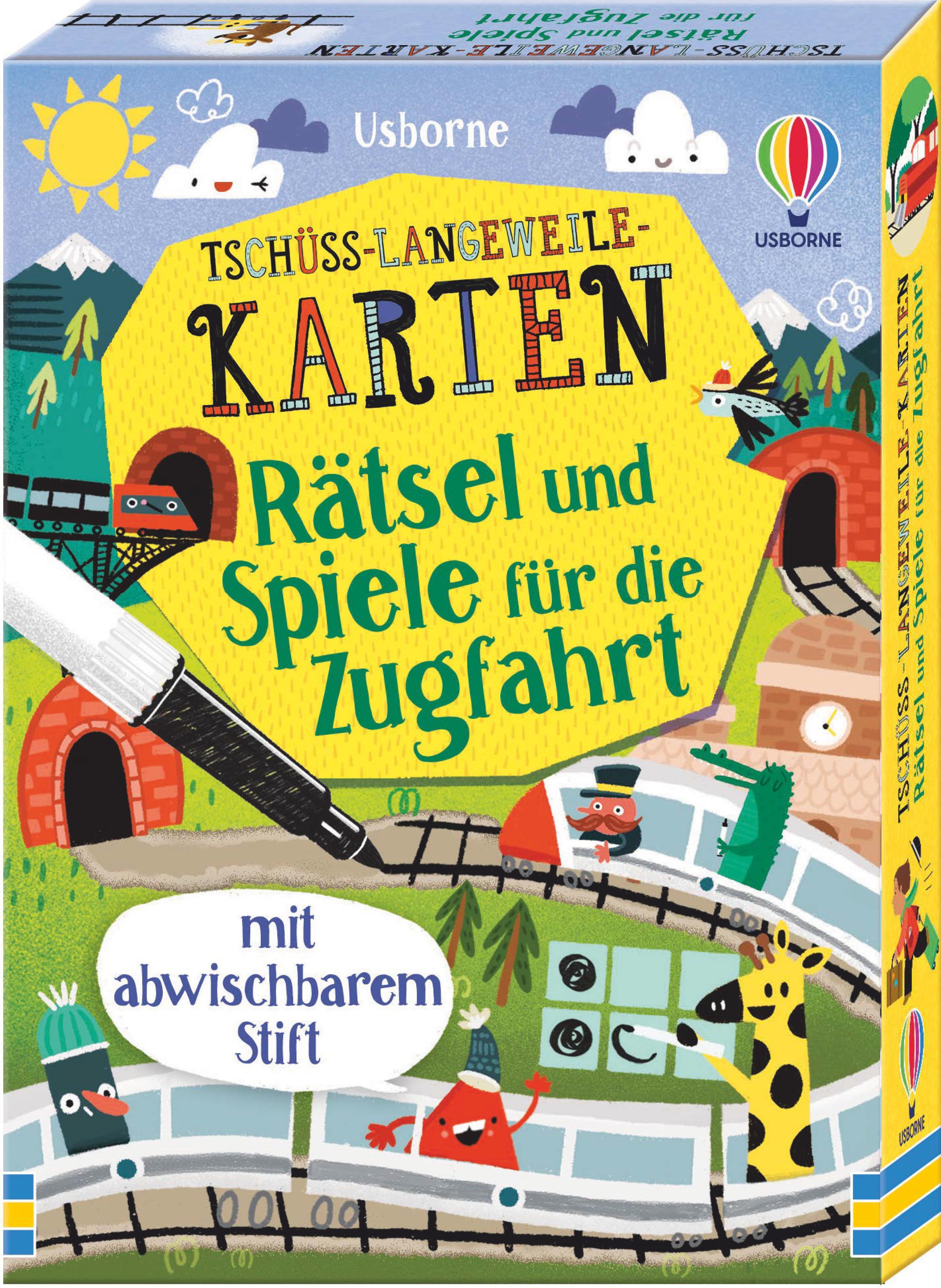 Vorderes Coverbild Tschüss-Langeweile-Karten: Rätsel und Spiele für die Zugfahrt