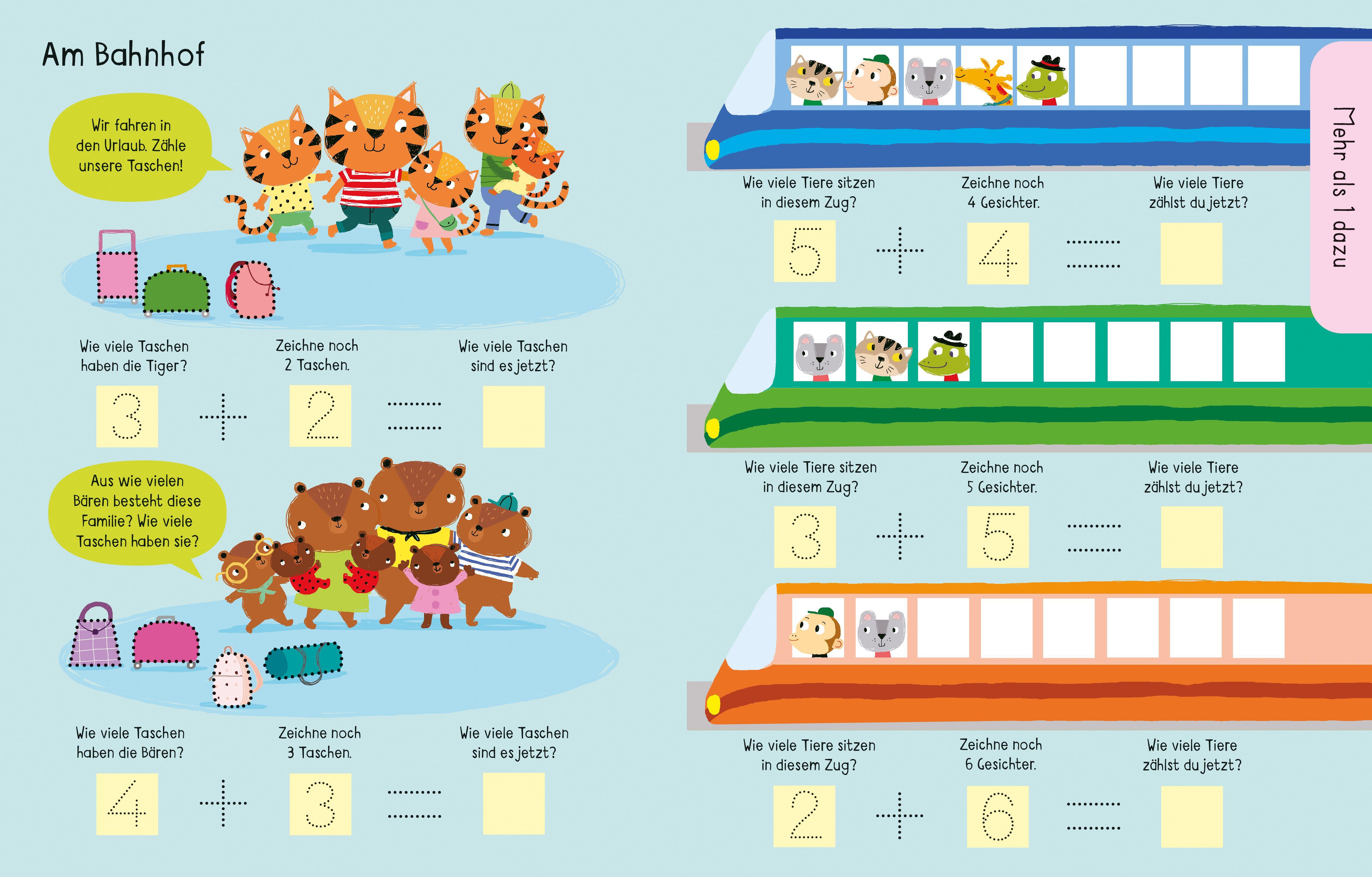 Beispielinhalt (Bild) Mein Wisch-und-weg-Vorschulspaß: Erstes Addieren und Subtrahieren bis 10