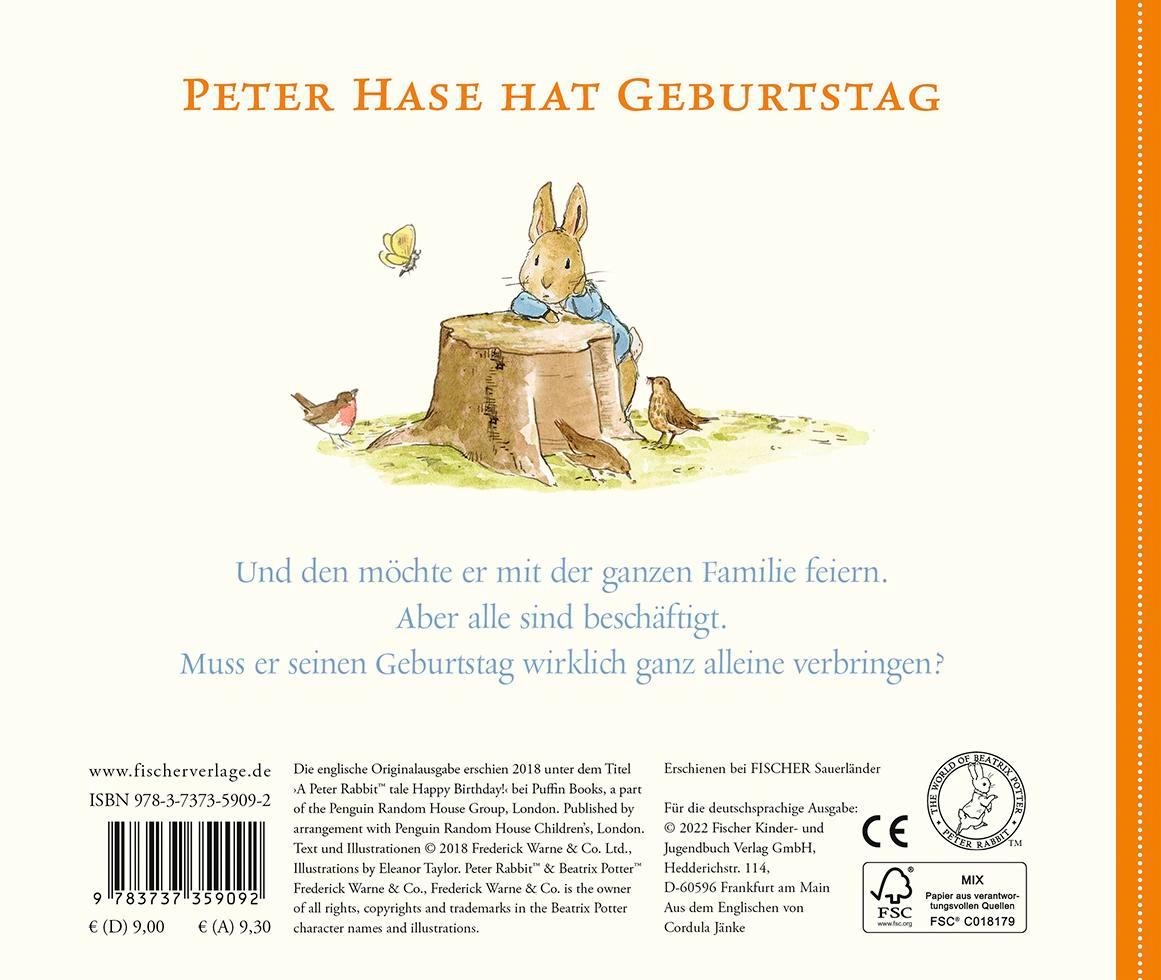 Rückseitencover Peter Hase feiert Geburtstag