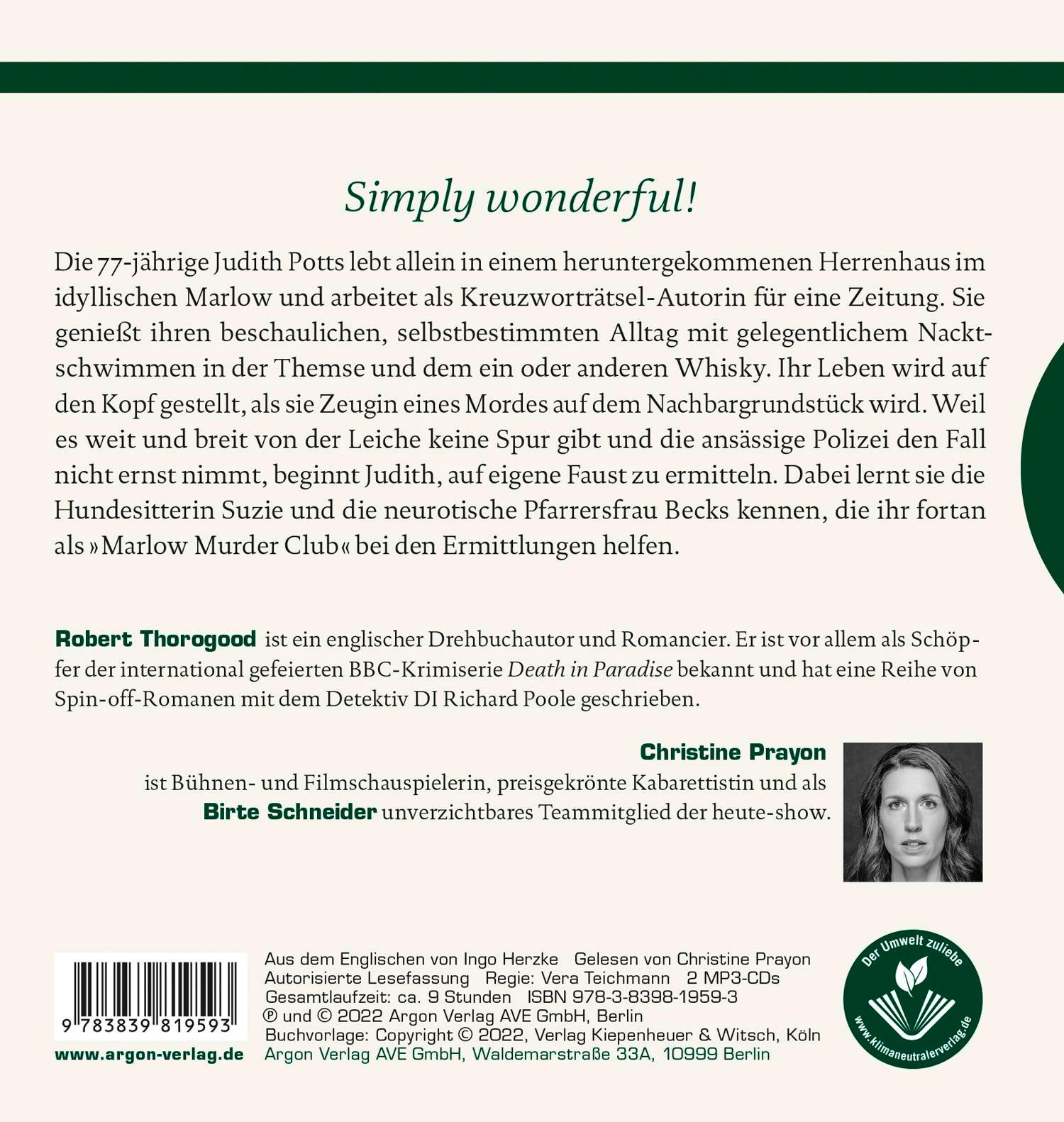 Rückseitencover Mrs Potts' Mordclub und der tote Nachbar