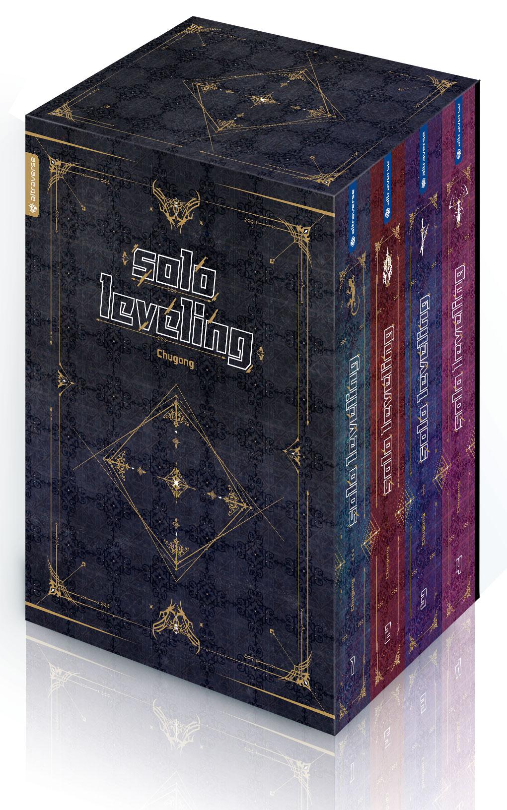 Vorderes Coverbild Solo Leveling Roman 01 - 04 mit Box