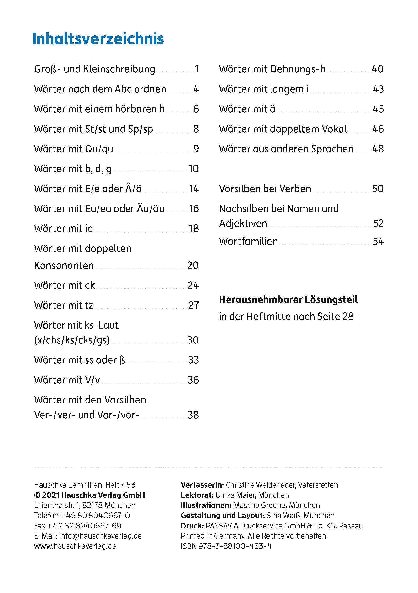 Beispielinhalt (Bild) Mein Übungsheft Rechtschreiben 3. Klasse