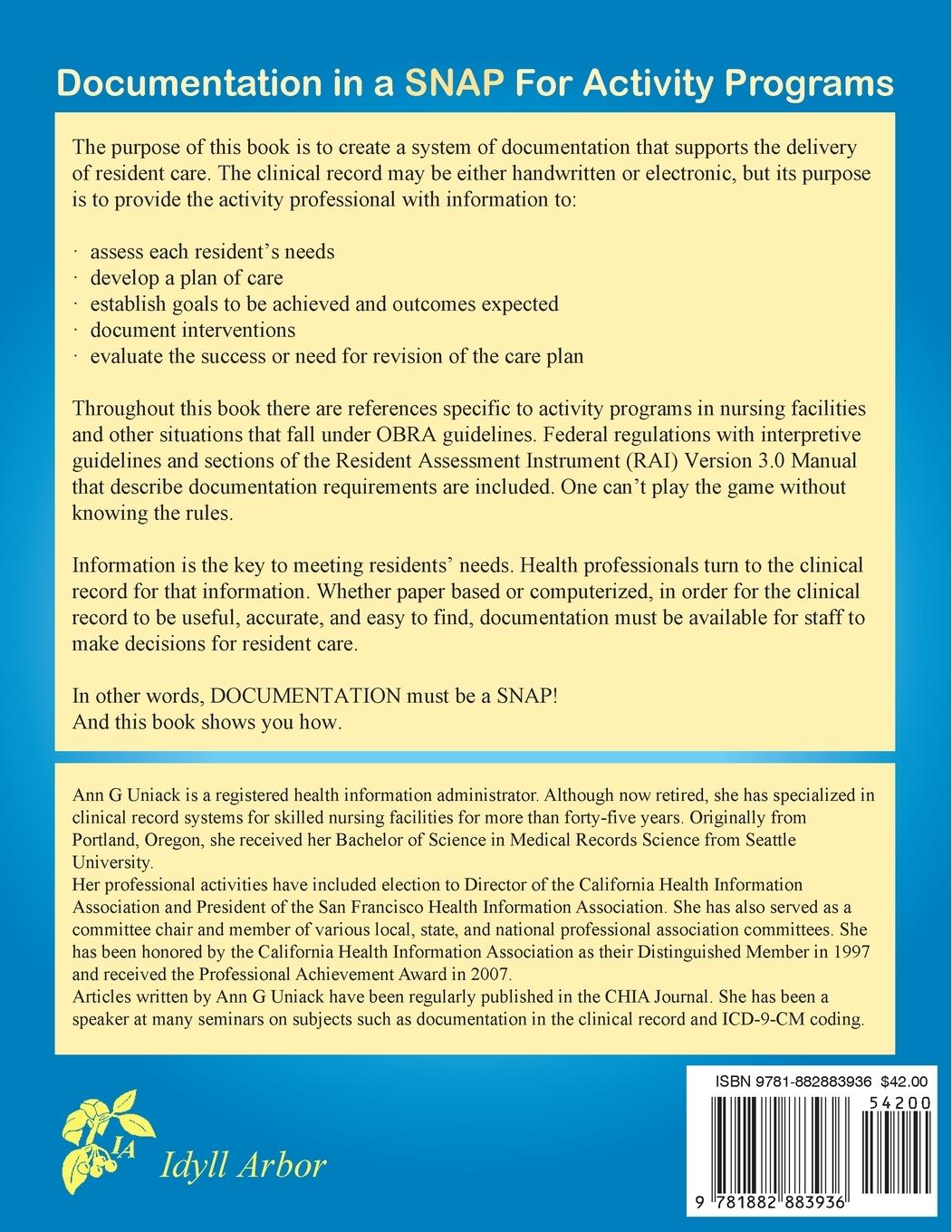 Rückseitencover Documentation in a Snap for Activity Programs