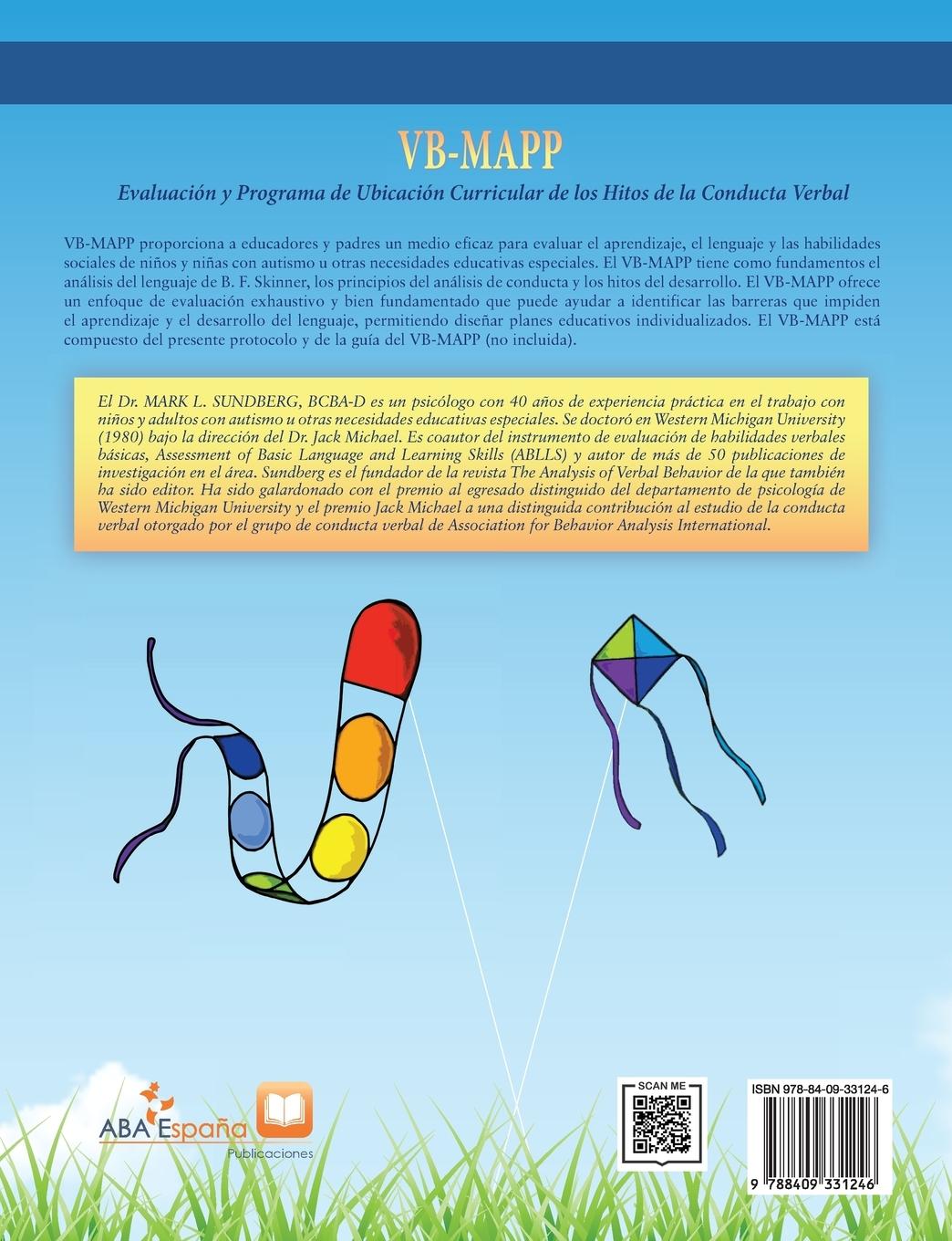 Rückseitencover VB-MAPP, Evaluación y programa de ubicación curricular de los hitos de la conducta verbal