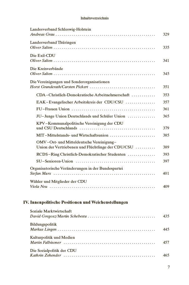 Beispielinhalt (Bild) Handbuch zur Geschichte der CDU