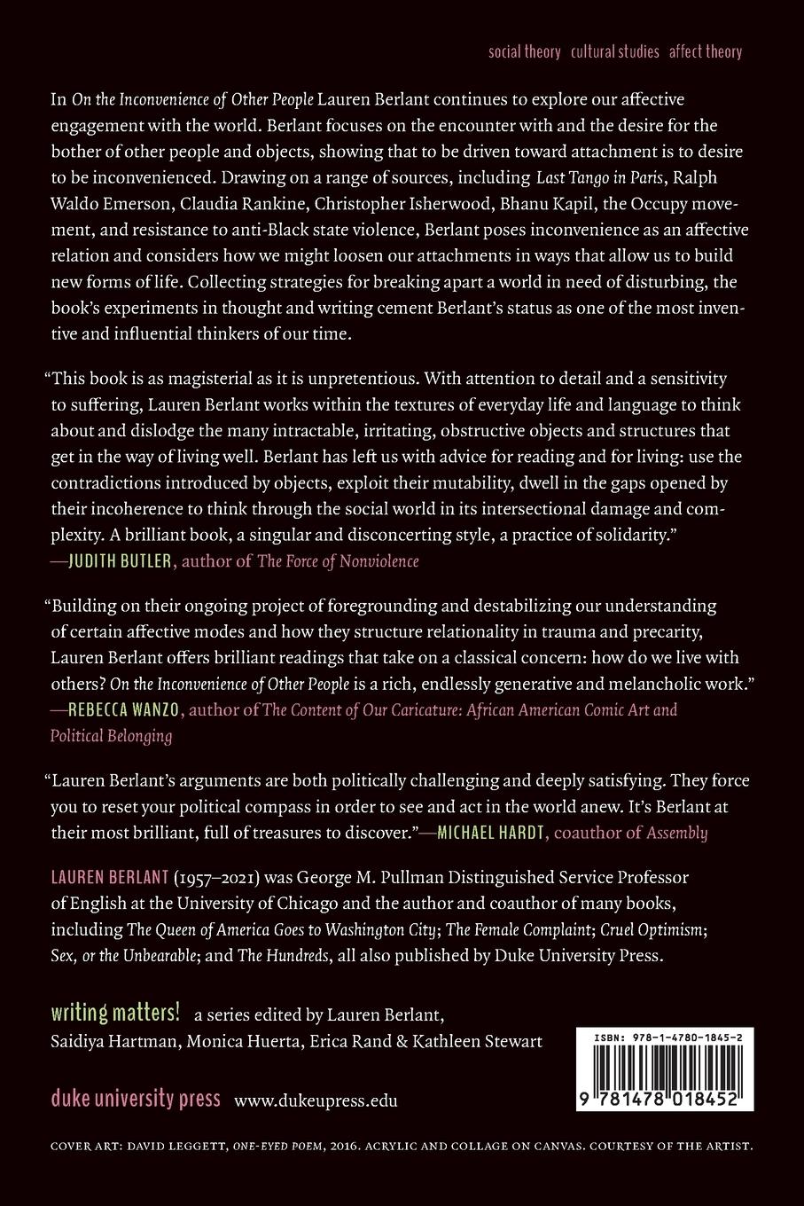 Rückseitencover On the Inconvenience of Other People