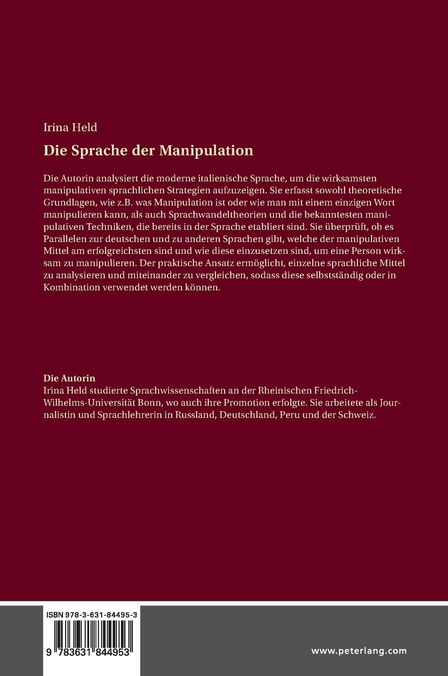 Rückseitencover Die Sprache der Manipulation