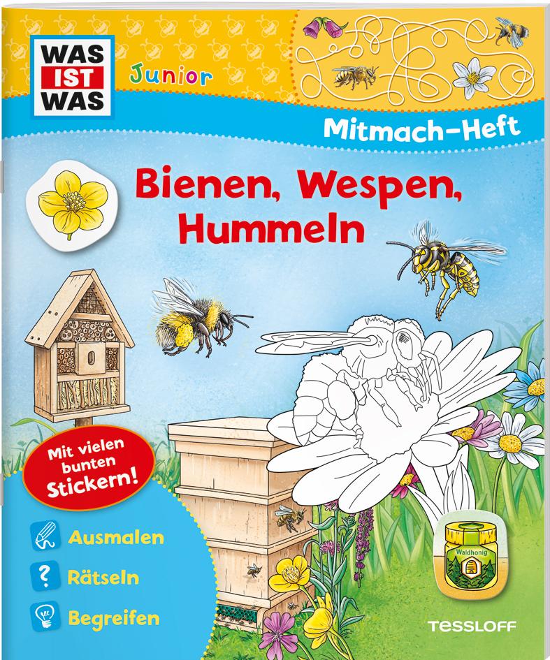 Vorderes Coverbild WAS IST WAS Junior Mitmach-Heft Bienen, Wespen, Hummeln