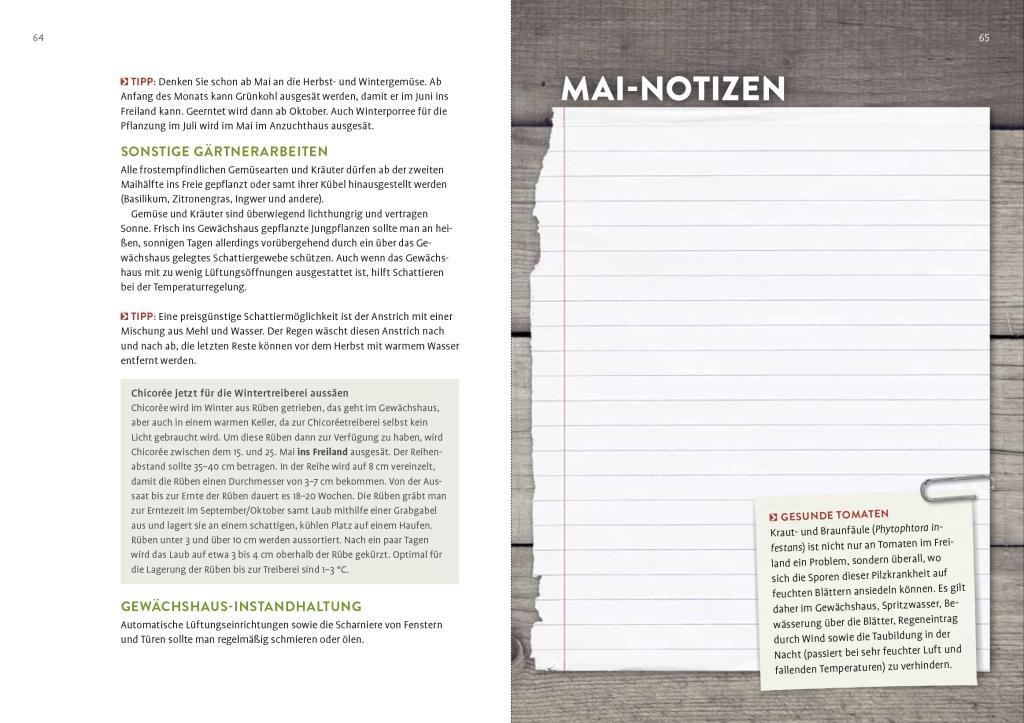 Beispielinhalt (Bild) Gewächshaus und Frühbeet Monat für Monat