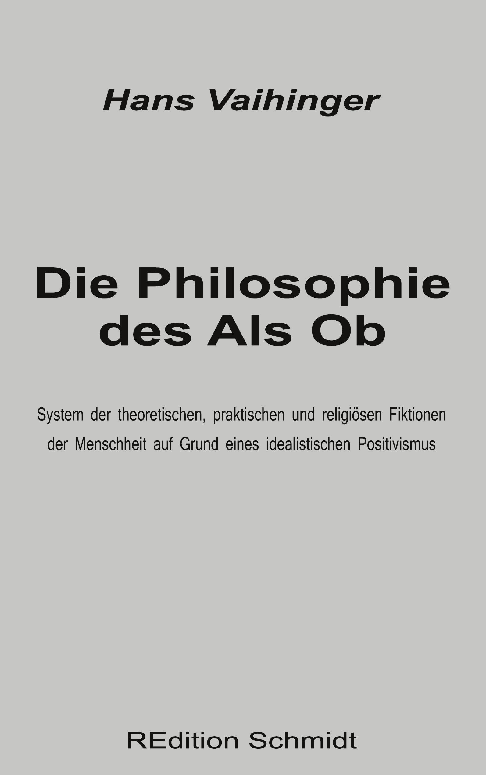 Vorderes Coverbild Die Philosophie des Als Ob