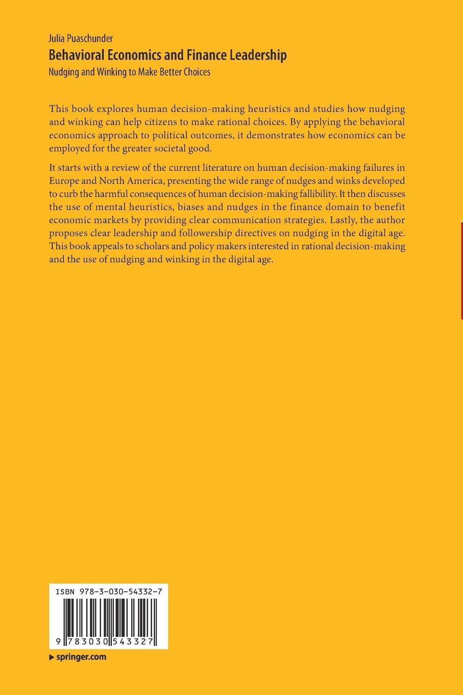 Rückseitencover Behavioral Economics and Finance Leadership