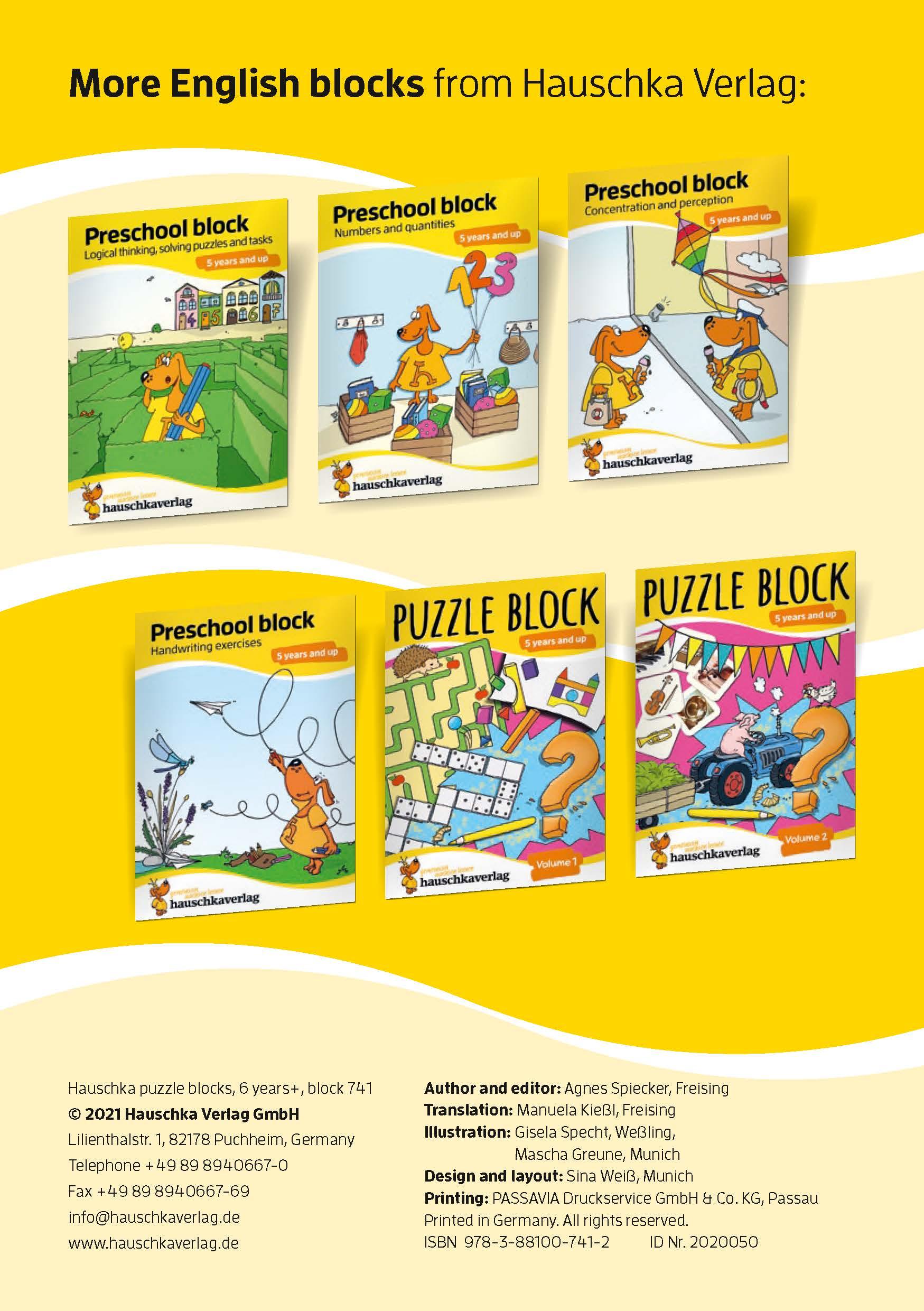 Beispielinhalt (Bild) Puzzle Activity Book from 6 Years: Colourful Preschool Activity Books with Puzzle Fun - Labyrinth, Sudoku, Search and Find Books for Children, Promotes Concentration & Logical Thinking