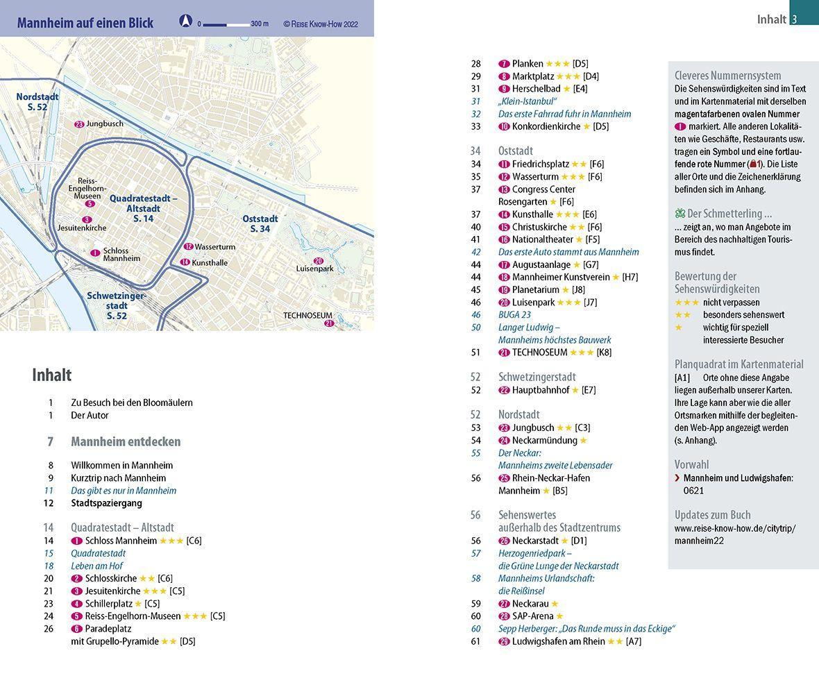 Beispielinhalt (Bild) Reise Know-How CityTrip Mannheim mit Infos zur Bundesgartenschau
